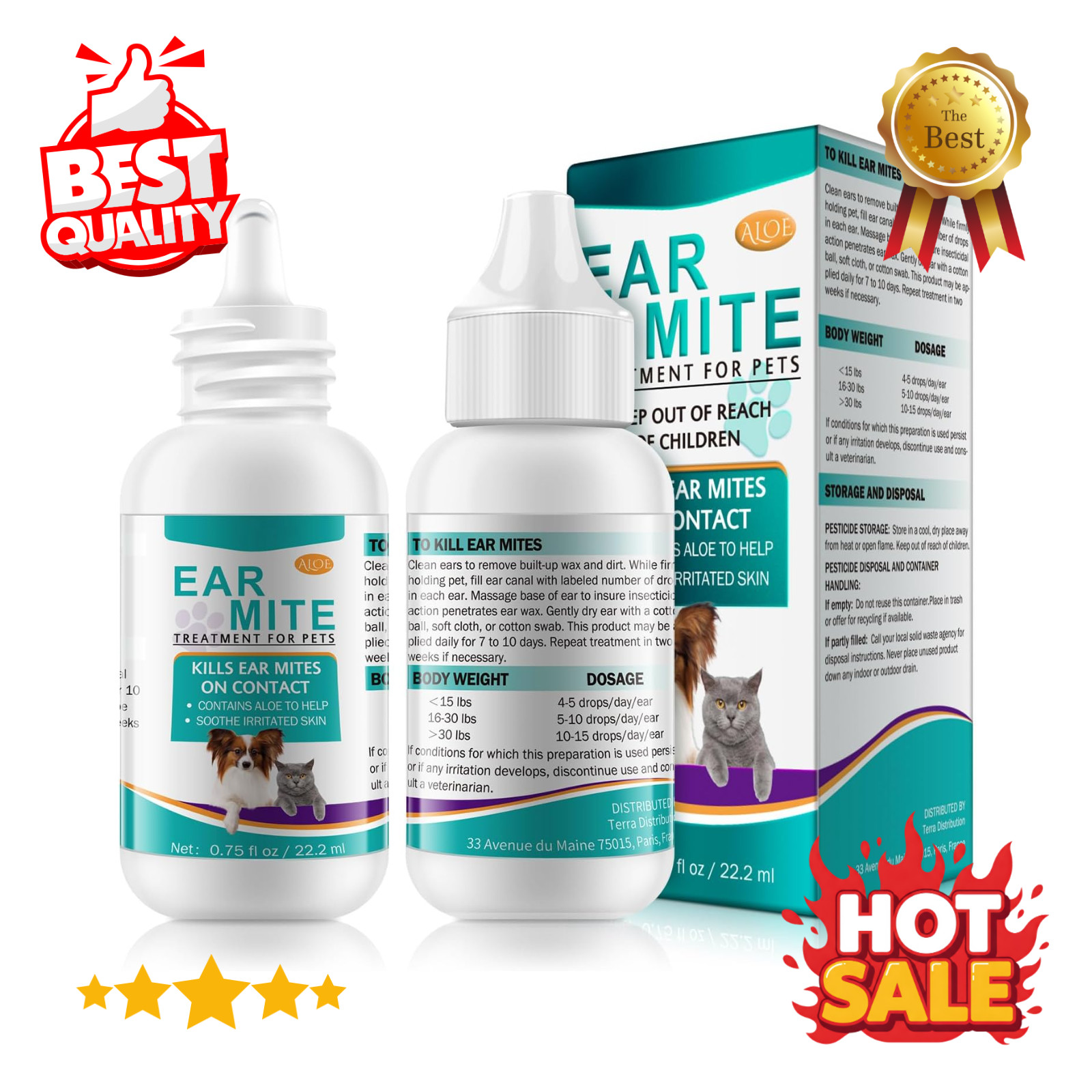 Specifically Formulated Ear Mites Treatment for Dogs and Cats, Dog Ear Infection Specifically Formulated Ear Mites Treatment for Dogs and Cats, Dog Ear Infection