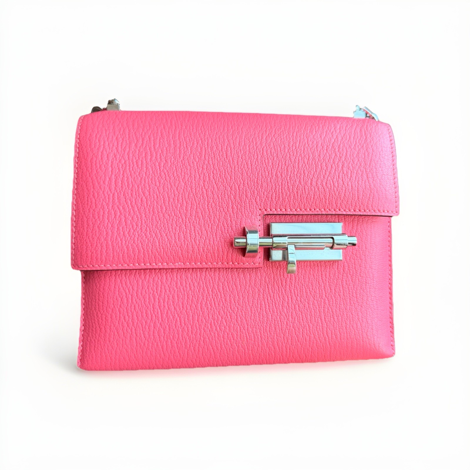 Hermes Mini Verrou Chevre Leather Rose Azalee With PHW