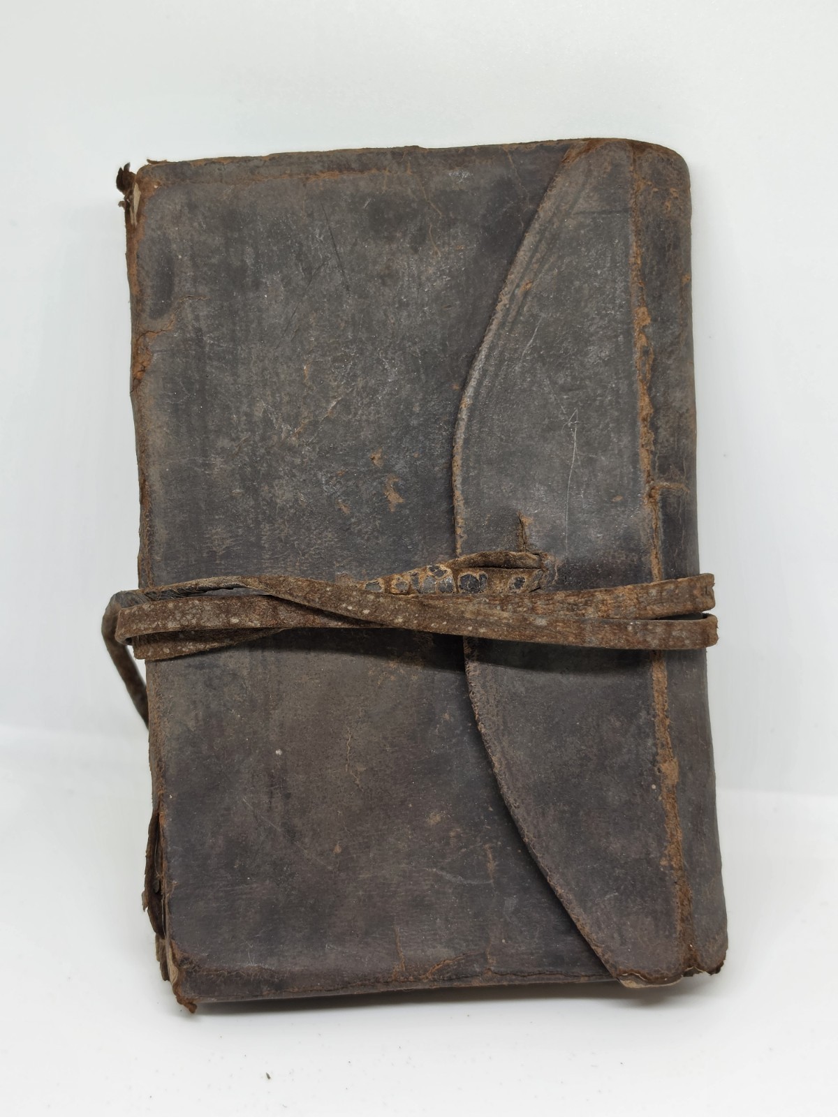 Antique 19thC German American Leather Accordion Pocketbook Wallet Journal 1860