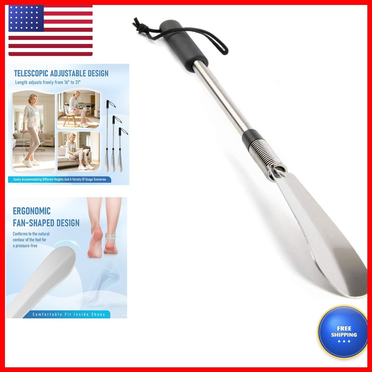 Fanwer Premium Long Handled Shoe Lifter 16