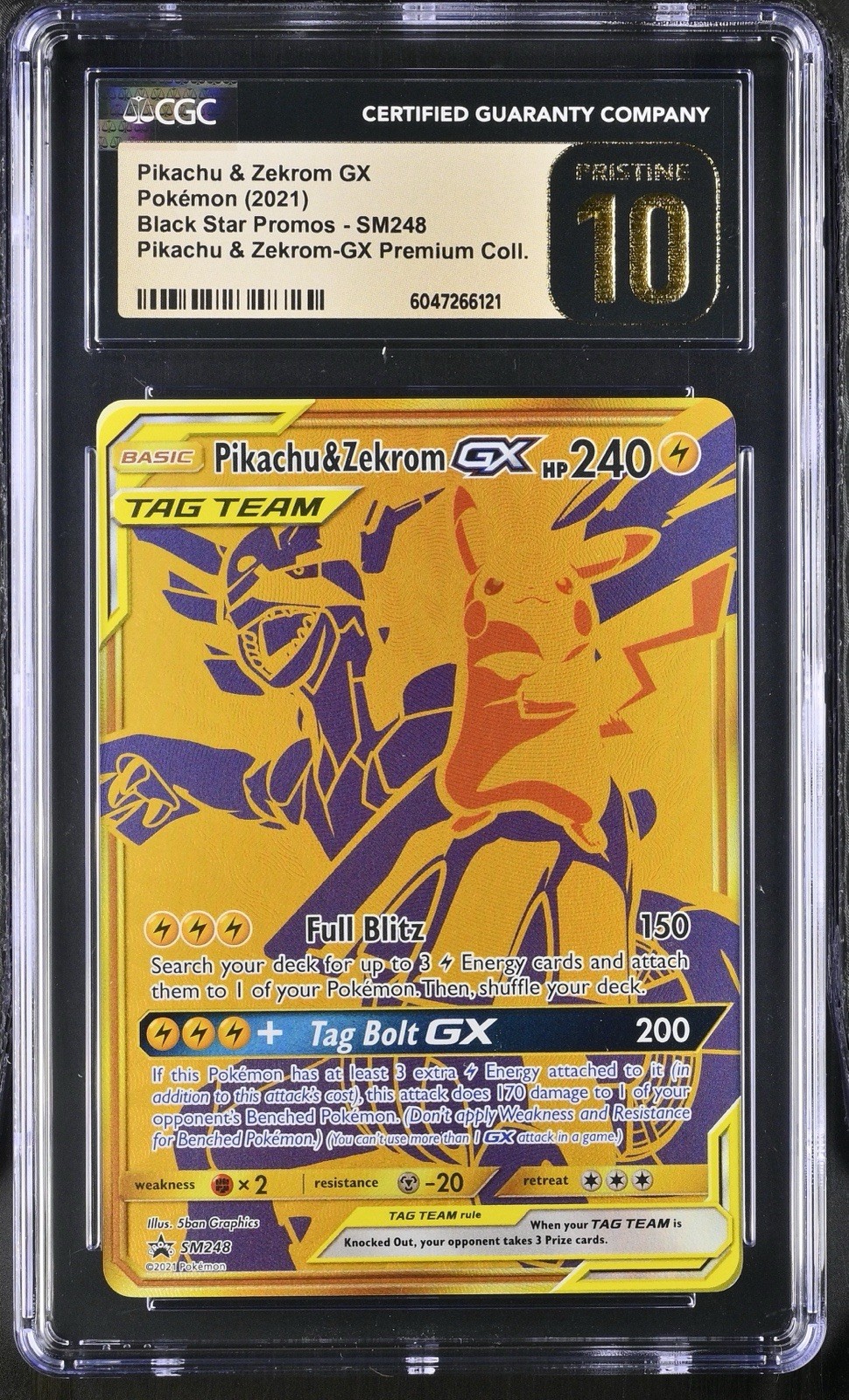 Pikachu & Zekrom GX Tag Team #SM248 - 2021 Pokemon Promo - CGC Pristine 10
