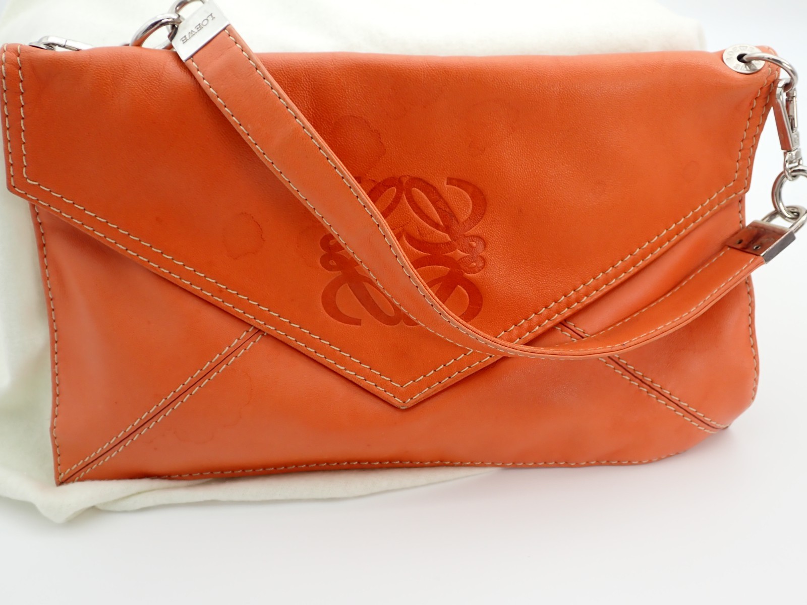 (Project Piece / Modded) Loewe Orange Nappa Leather Anagram Envelope