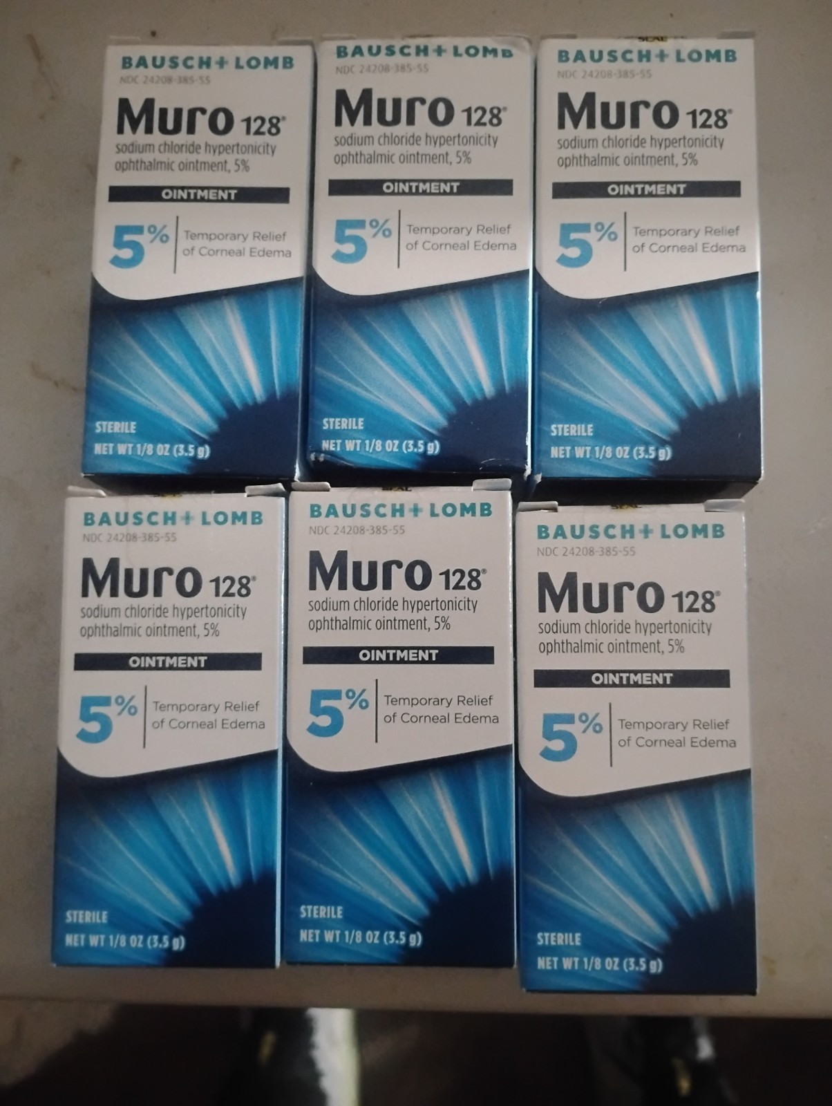 ( lot of 6) Bausch & Lomb MURO 128 Ointment 5 *** 6 x  1/8 Oz exp. 2028+