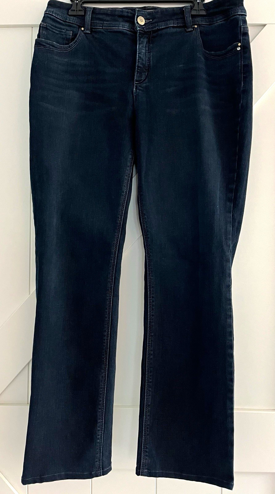 Chico\'s So Slimming Bootcut Jeans Black Dark Wash Stretch Mid Rise Size 2