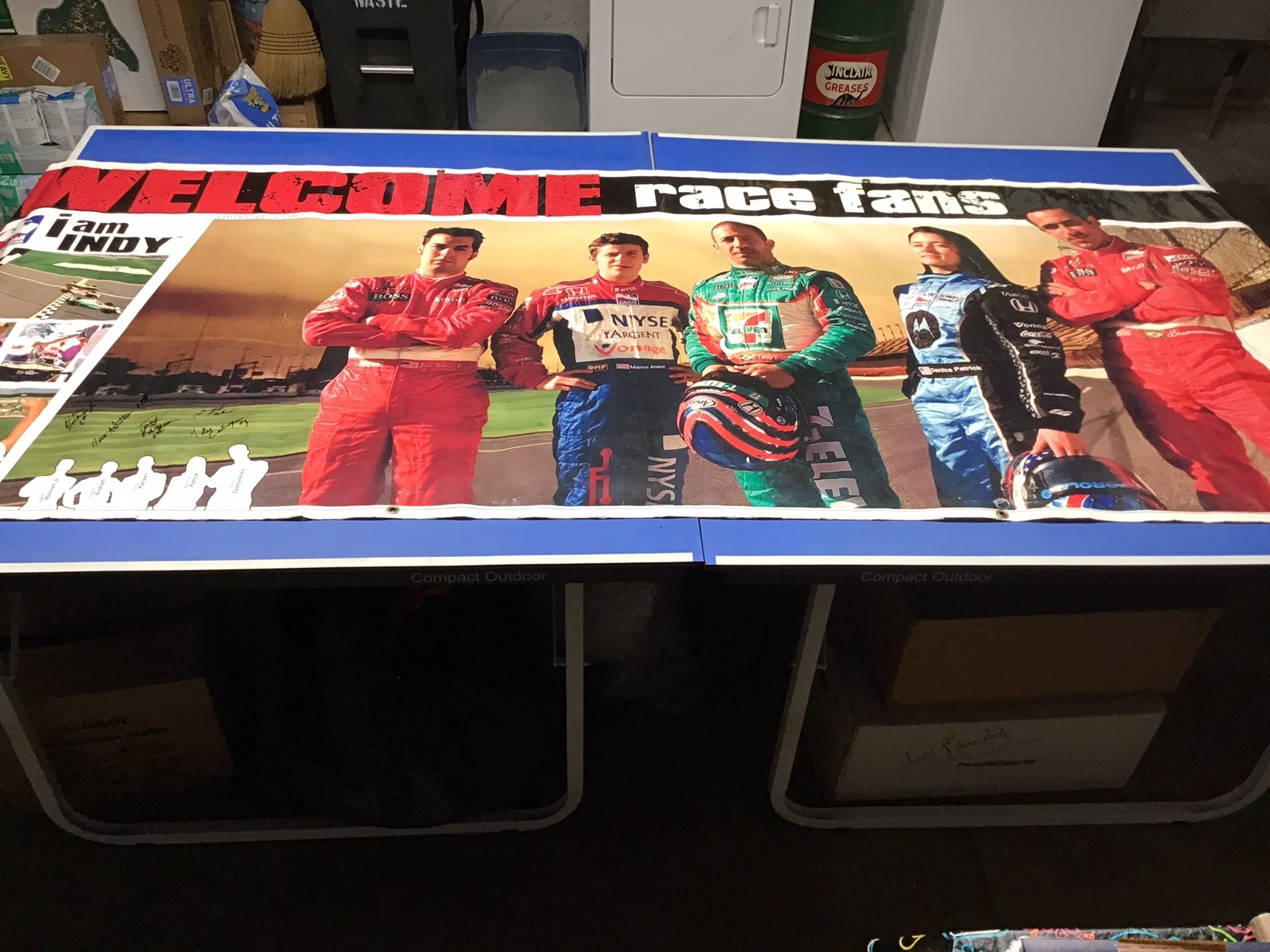 Authentic Signed Indianapolis Motor Speedway  Banner - Rare- 4 ft X10 ft .