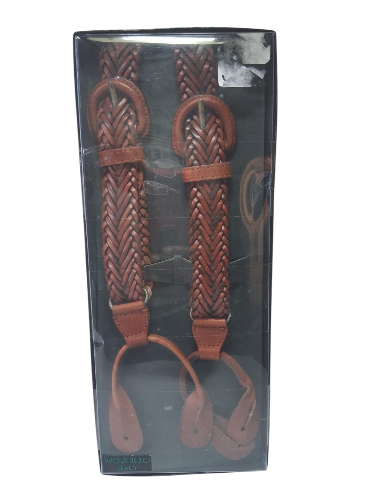 Vintage Vito Rufolo Brown Leather Woven Button Suspenders Vintage Vito Rufolo Brown Leather Woven Button Suspenders