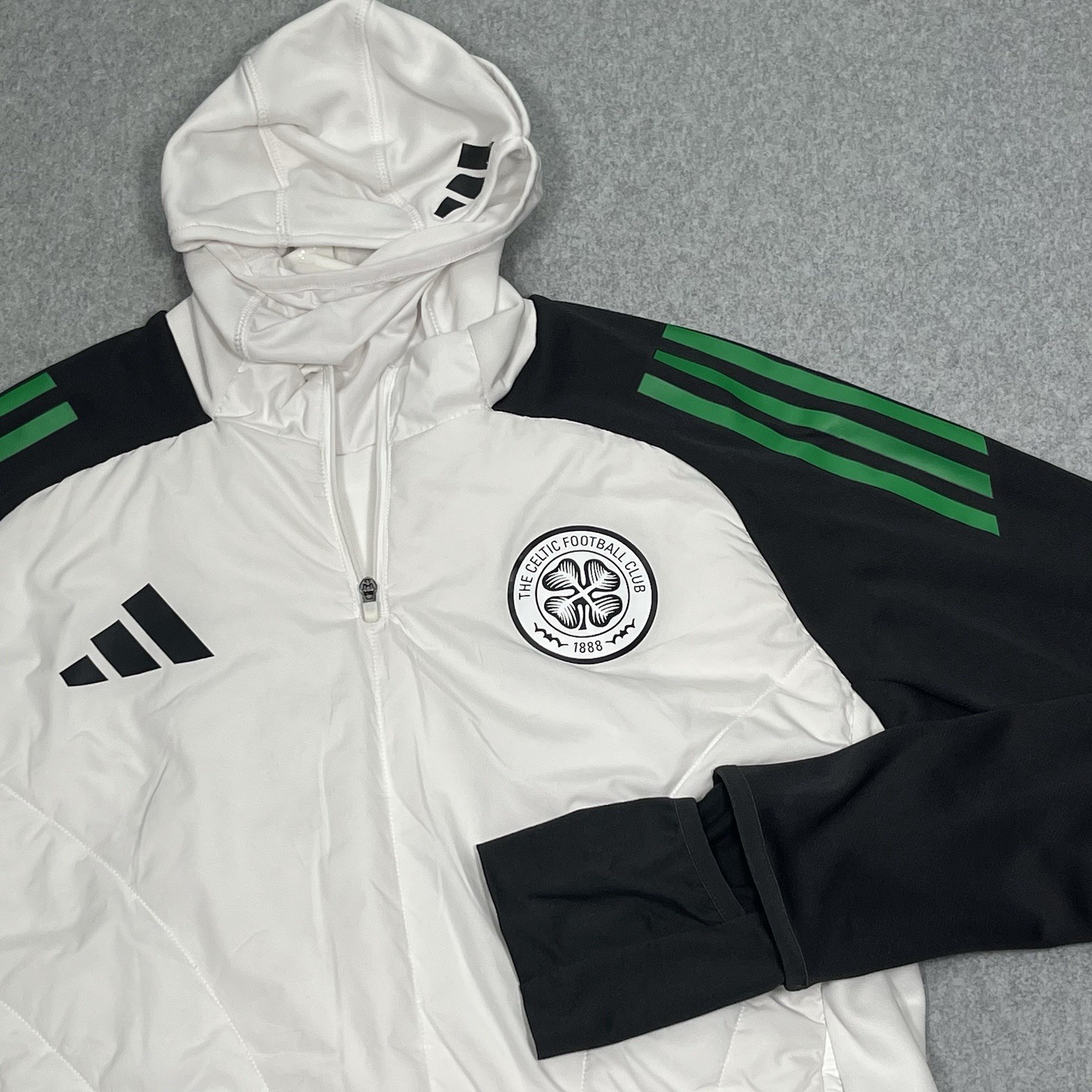 Adidas Celtic FC Tiro 24 Pullover Hoodie 1/4 Zip Mens Large White Soccer Ireland