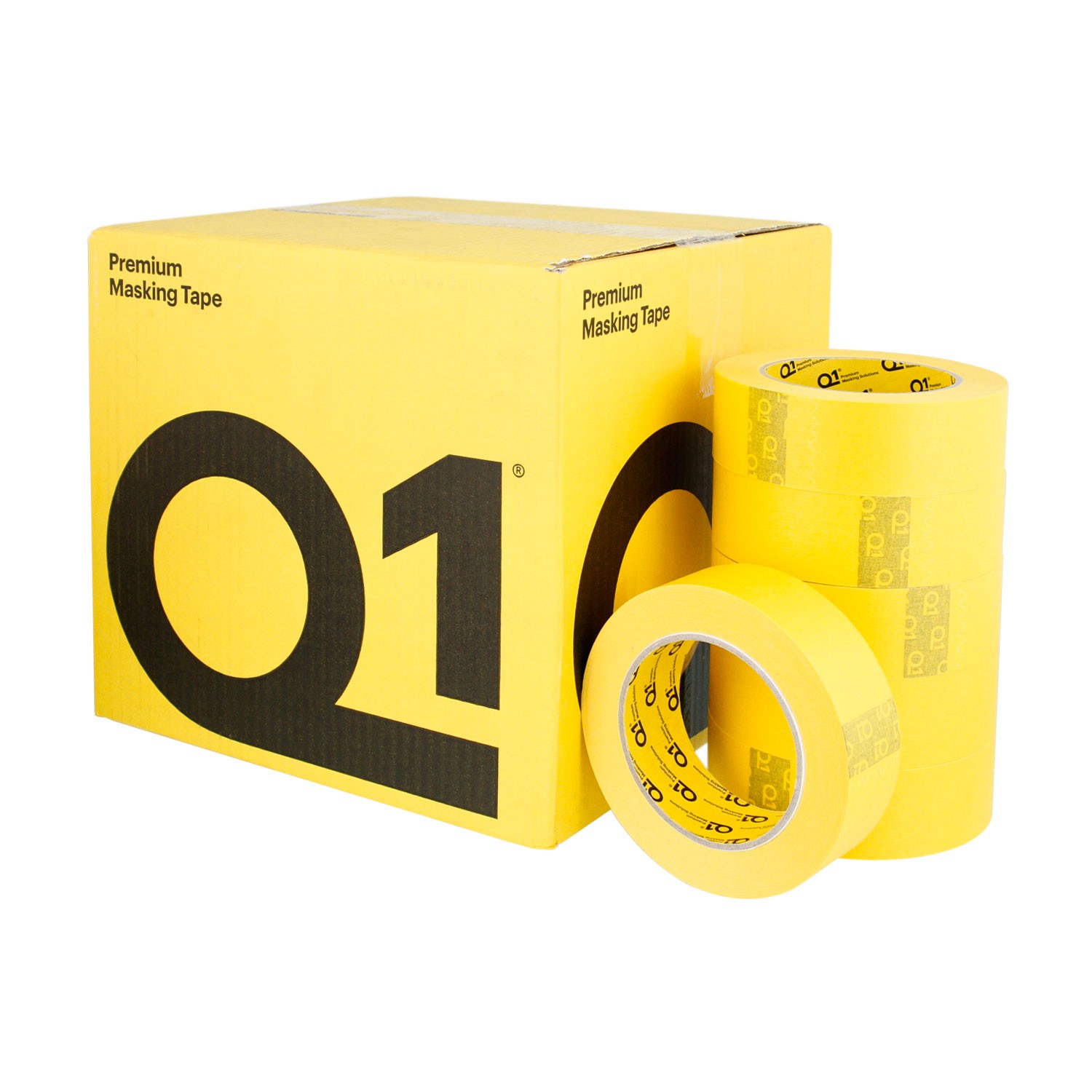 Q1 1.5 inch (36mm X 55m) Premium High Performance Yellow Masking Tape - 24 Rolls