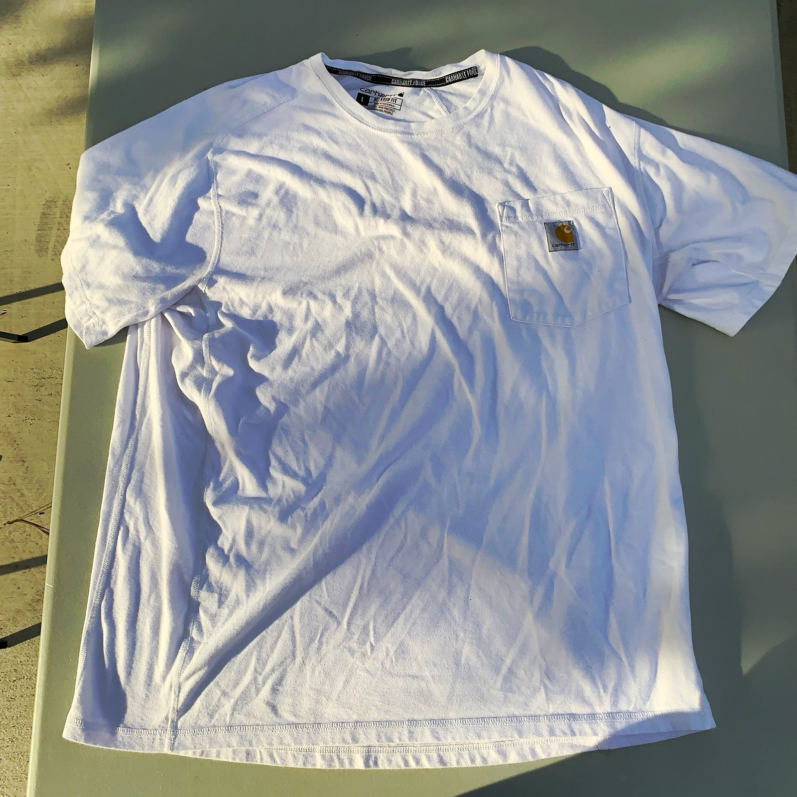 Carhartt Force Men’s L White Relaxed Fit Pocket Tee Crew Neck Carhartt Force Men’s L White Relaxed Fit Pocket Tee Crew Neck