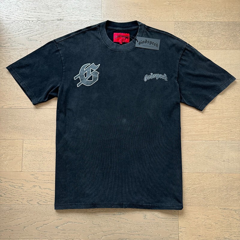 NEW Godspeed Skeleton Cowboy Knight Black print Tee Mens Short Sleeve T-shirt NEW Godspeed Skeleton Cowboy Knight Black print Tee Mens Short Sleeve T-shirt