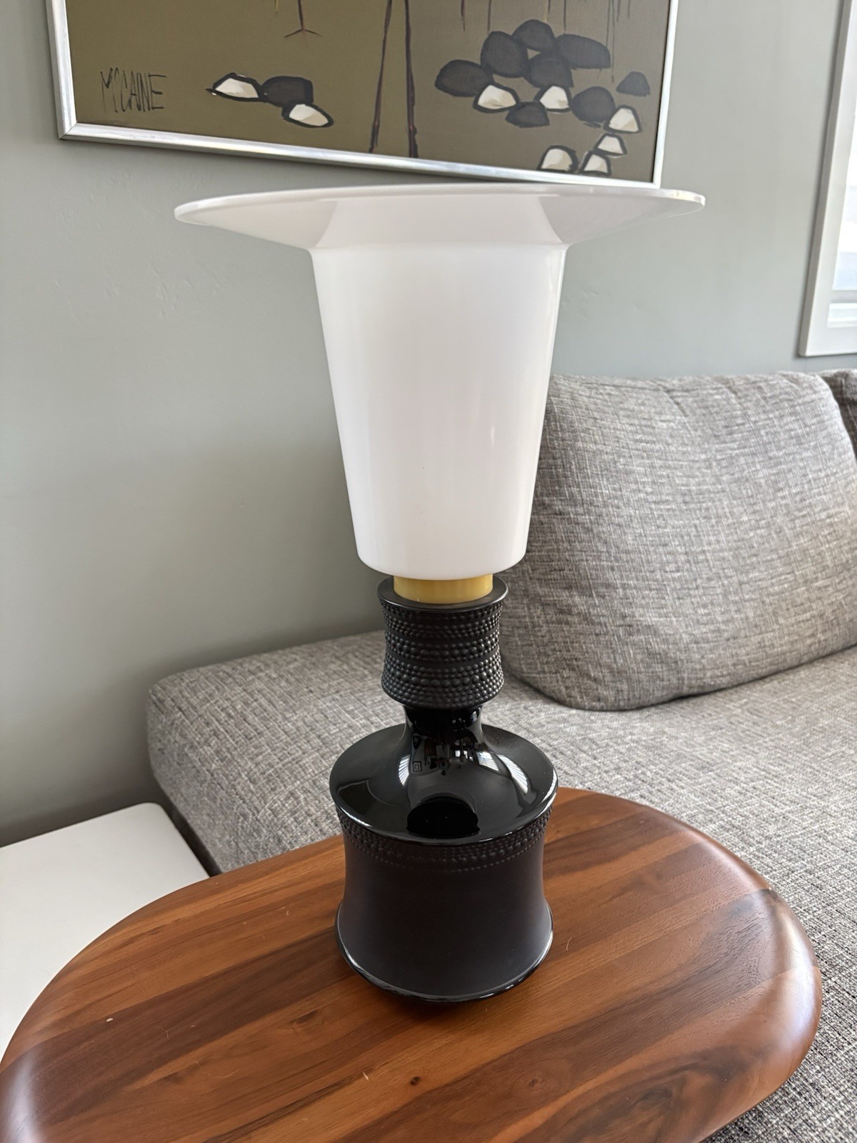 Mid Century Tapio Wirkkala Rosenthal Studio Line Black Porcelain Vase Table Lamp