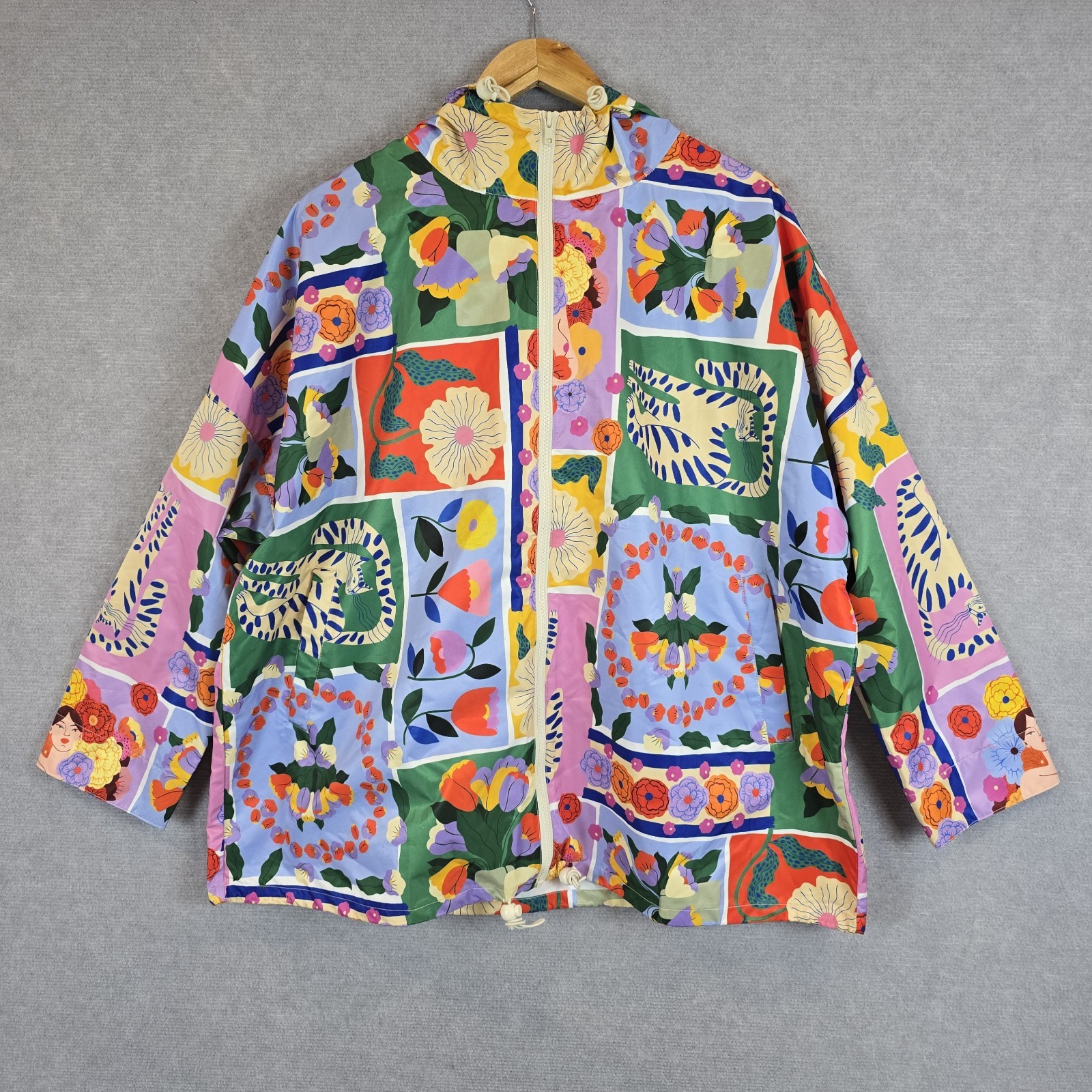 Gorman X Agathe Singer Raincoat Jacket Womens Size 16 Gallery Colourful Rainbow 