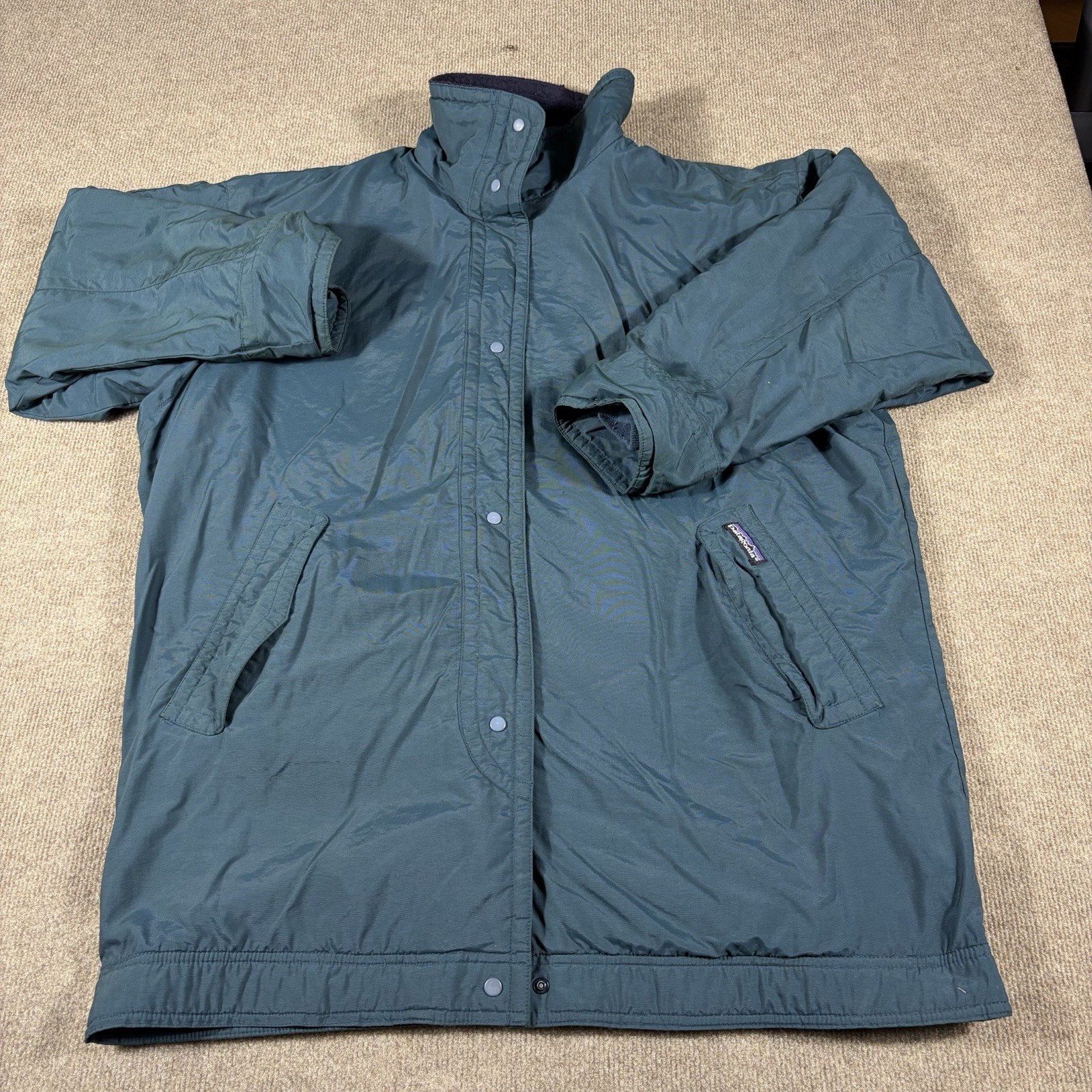 Vintage Patagonia Shelled Synchilla Jacket USA Womens M Fleece Lined Teal 90s