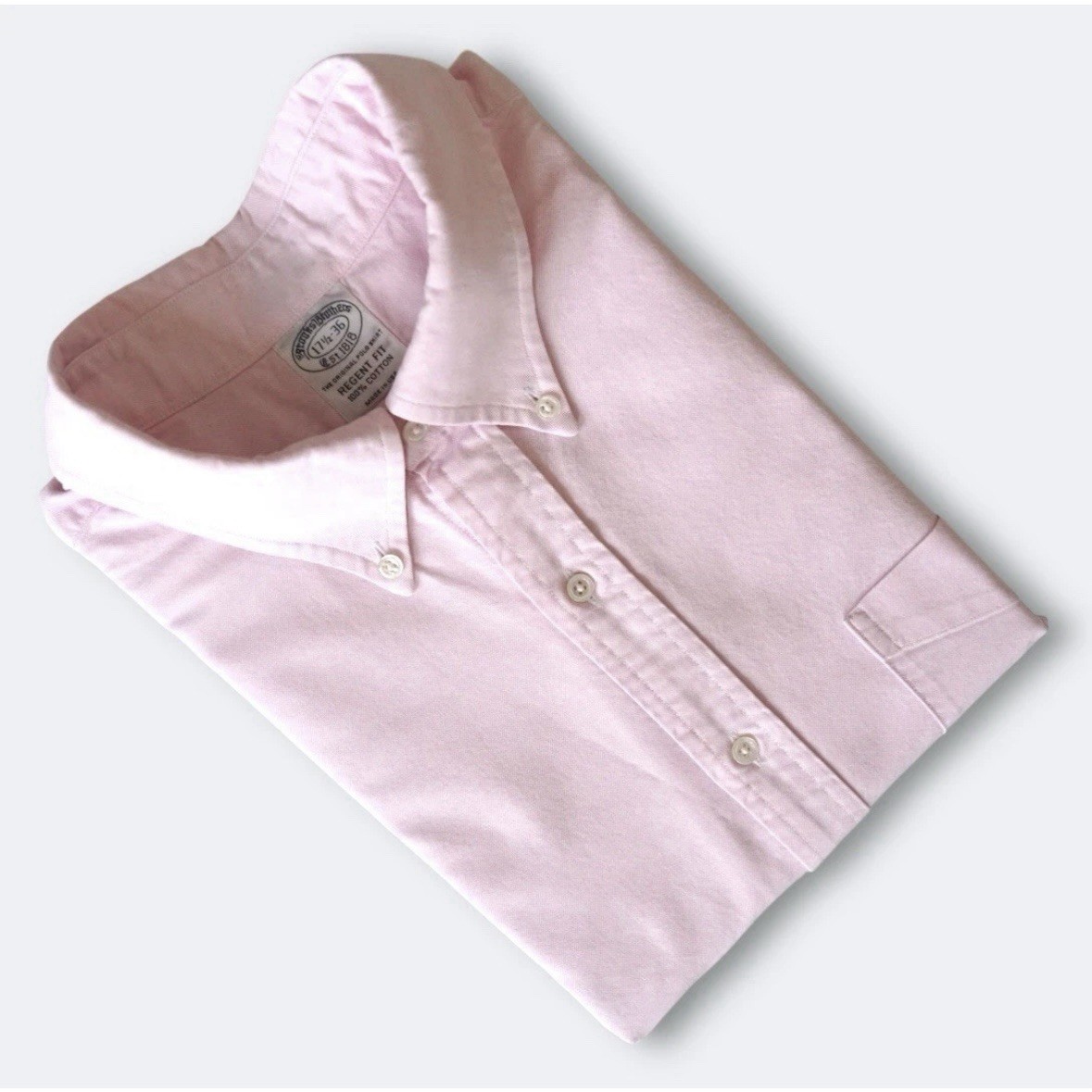 Vintage 90s Brooks Brothers Oxford Shirt 17.5 Pink Made in USA OCBD Ivy 80s