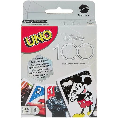 Mattel UNO DISNEY 100 Card Game with Special Mystery Foil Card Ages 7 + New
