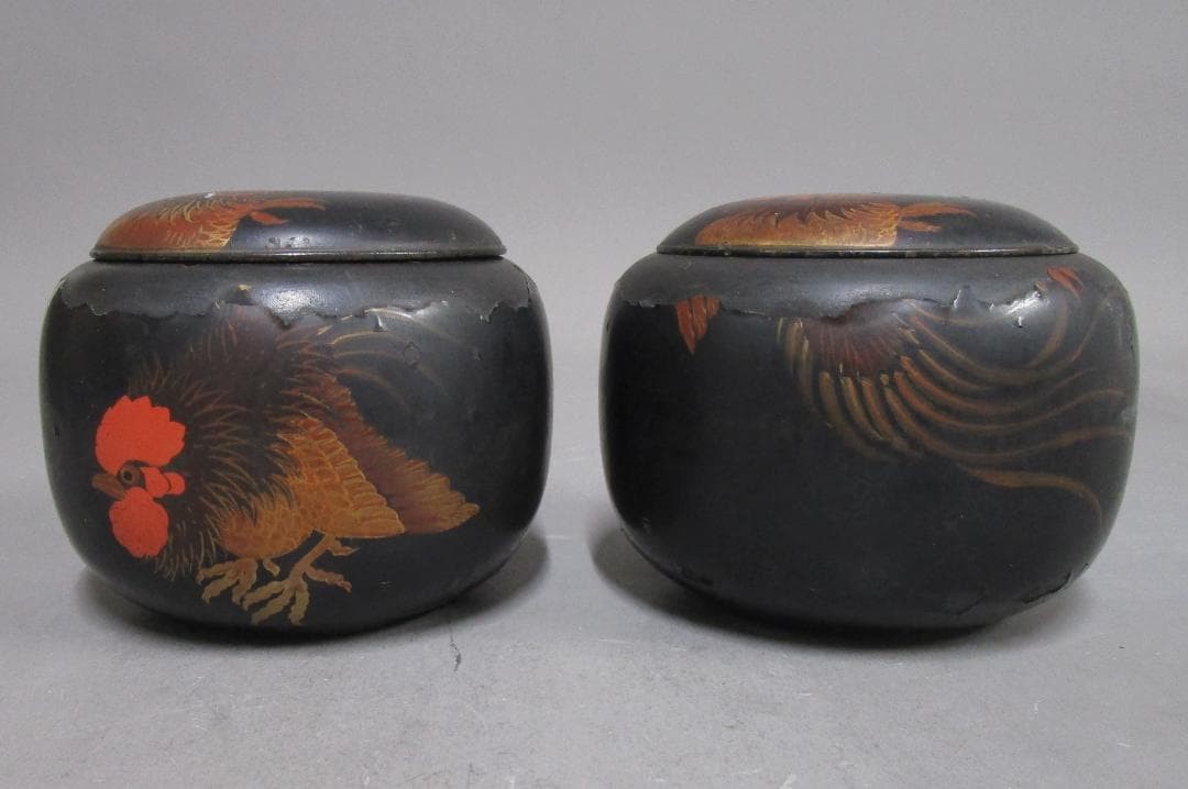 Vintage Go stone set, Honhamaguri, Nachiguro lacquer finish, Chabo...Japan Vintage Go stone set, Honhamaguri, Nachiguro lacquer finish, Chabo...Japan