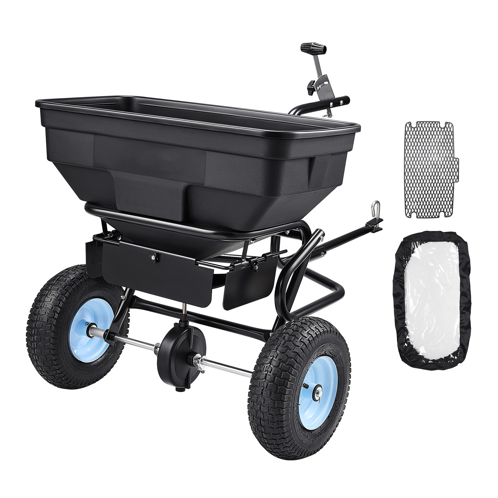 Uimoso Tow-Behind Broadcast Spreader 130LB, Settings, 0-9.8 ft Spread Width