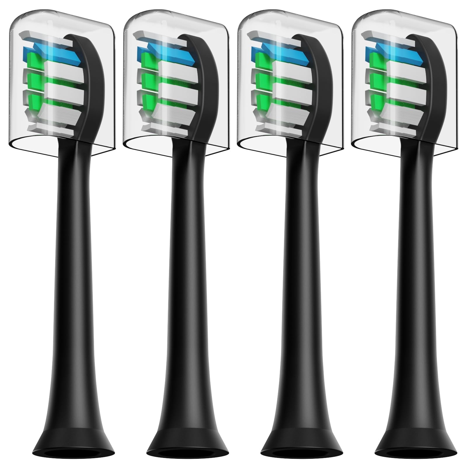 HUACO CARE Replacement Toothbrush Heads, 4 Brush 1 Count (Pack of 1), Black HUACO CARE Replacement Toothbrush Heads, 4 Brush 1 Count (Pack of 1), Black