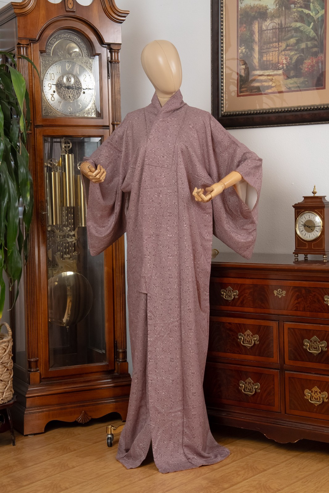 DEAR VANILLA JAPANESE SILK EDO KOMON KIMONO WOMEN\'S AUTHENTIC JAPAN MADE VINTAGE