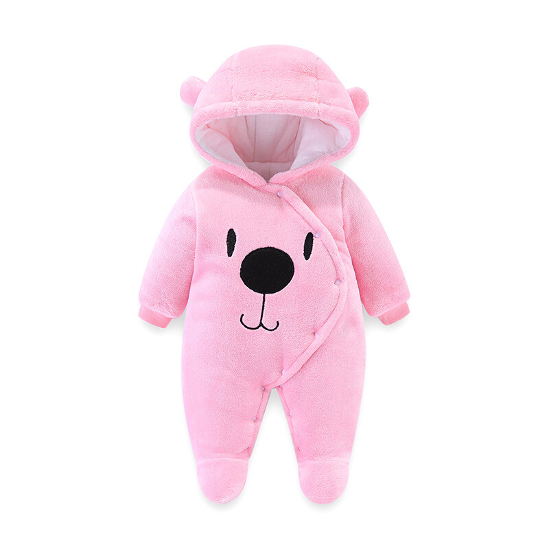 Newborn Baby Boy Girl Jumpsuit Romper Hooded Bodysuit Winter Warm Clothes Outfit