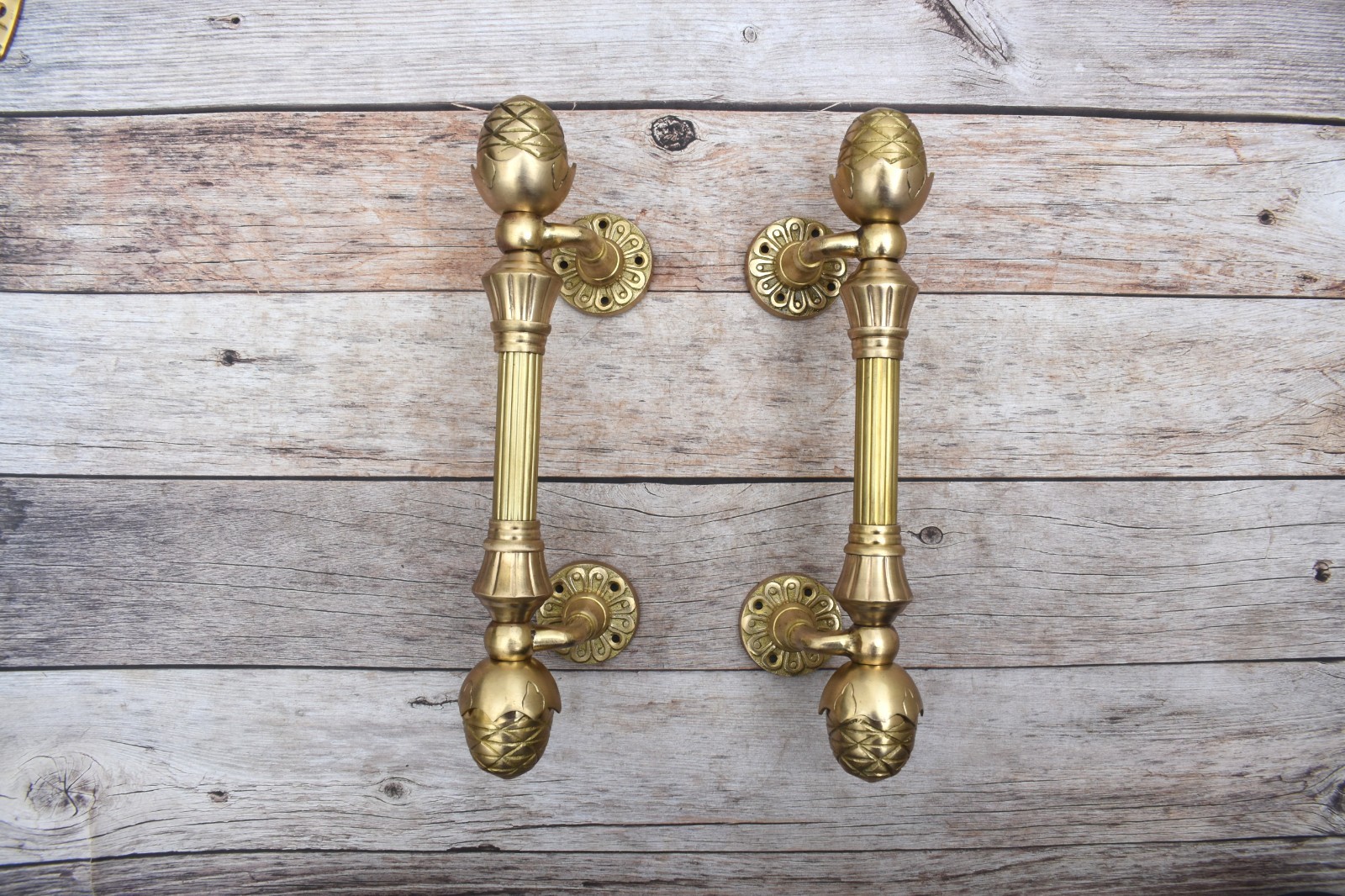 Vintage Victorian style Cast Brass Large Heavy door gate Pull handles 2 pic