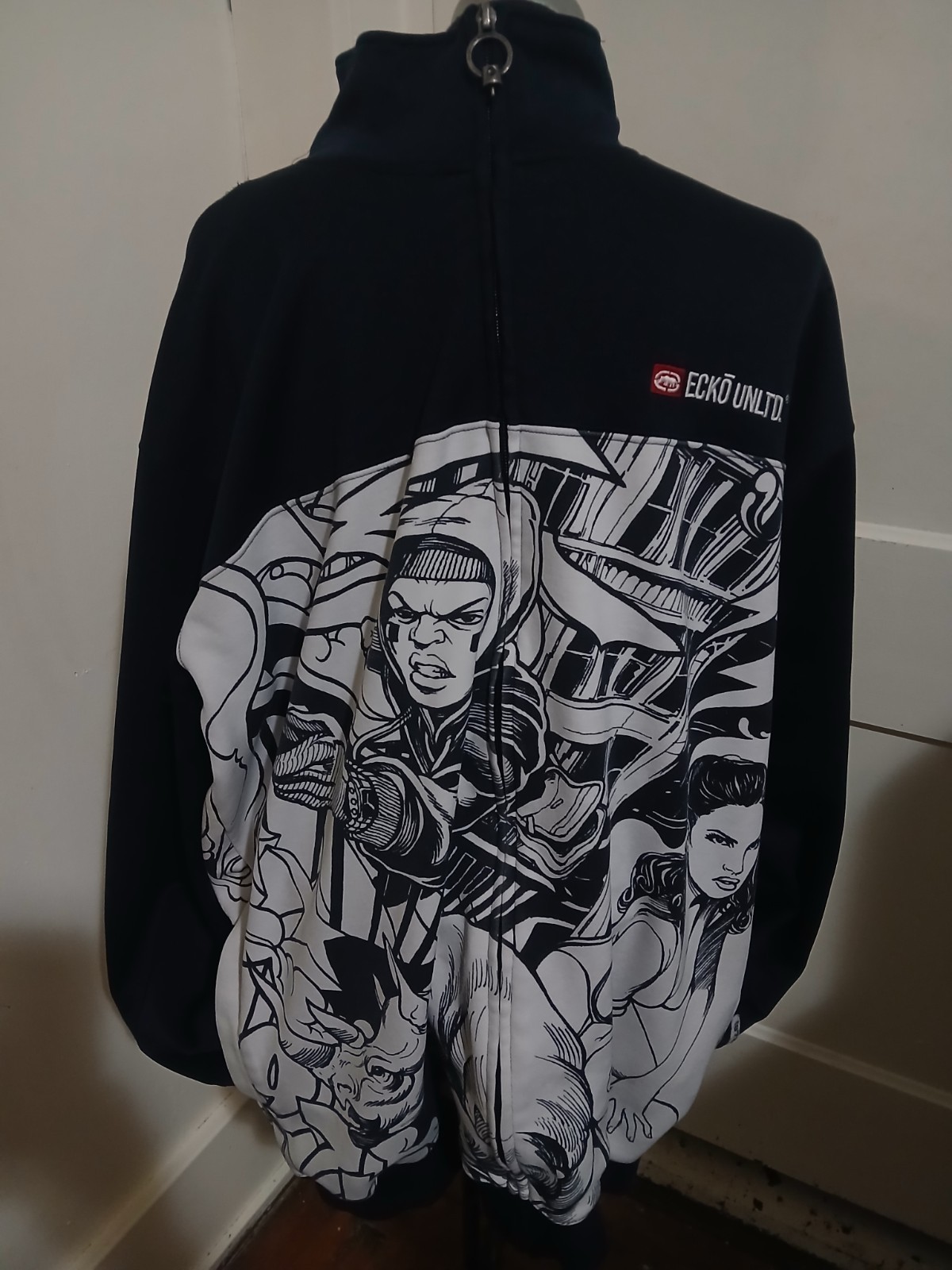 Vintage Ecko Unltd Full-Zip Track Jacket featuring comic book and graffiti