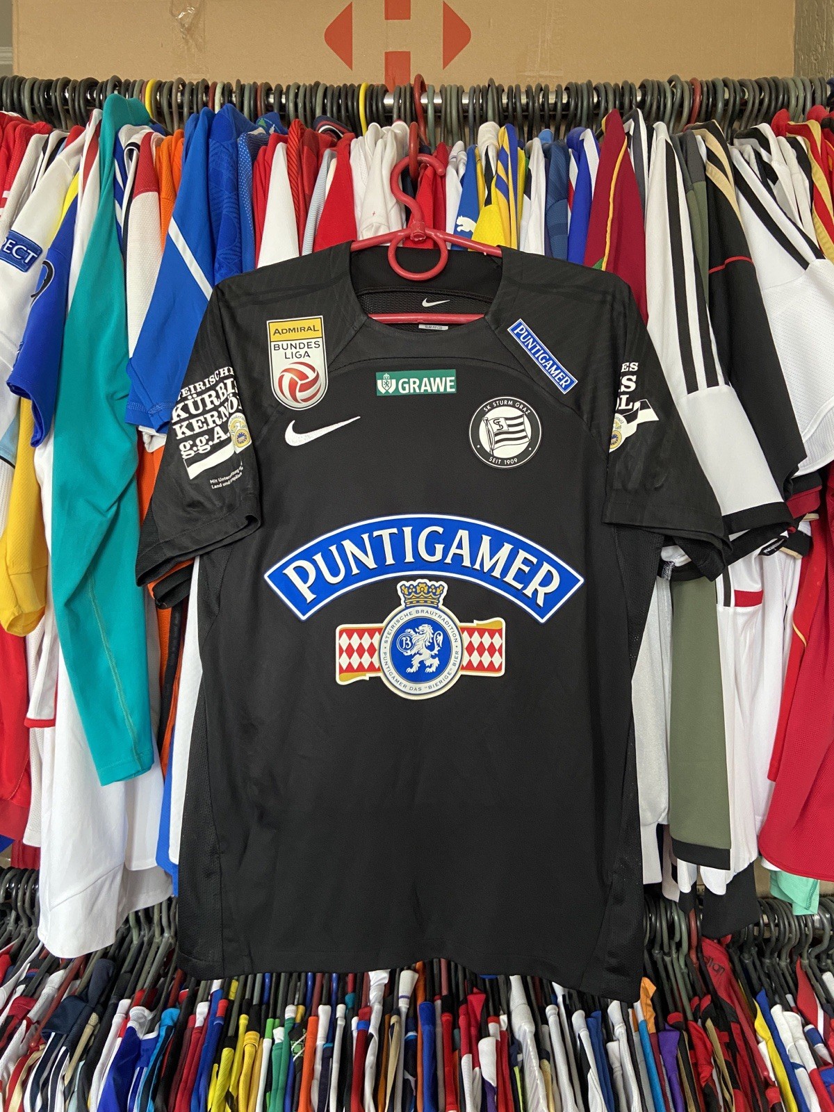 STURM GRAZ 2023 2024 HOME AWAY FOOTBALL SHIRT SOCCER JERSEY NIKE sz M MEN BLACK