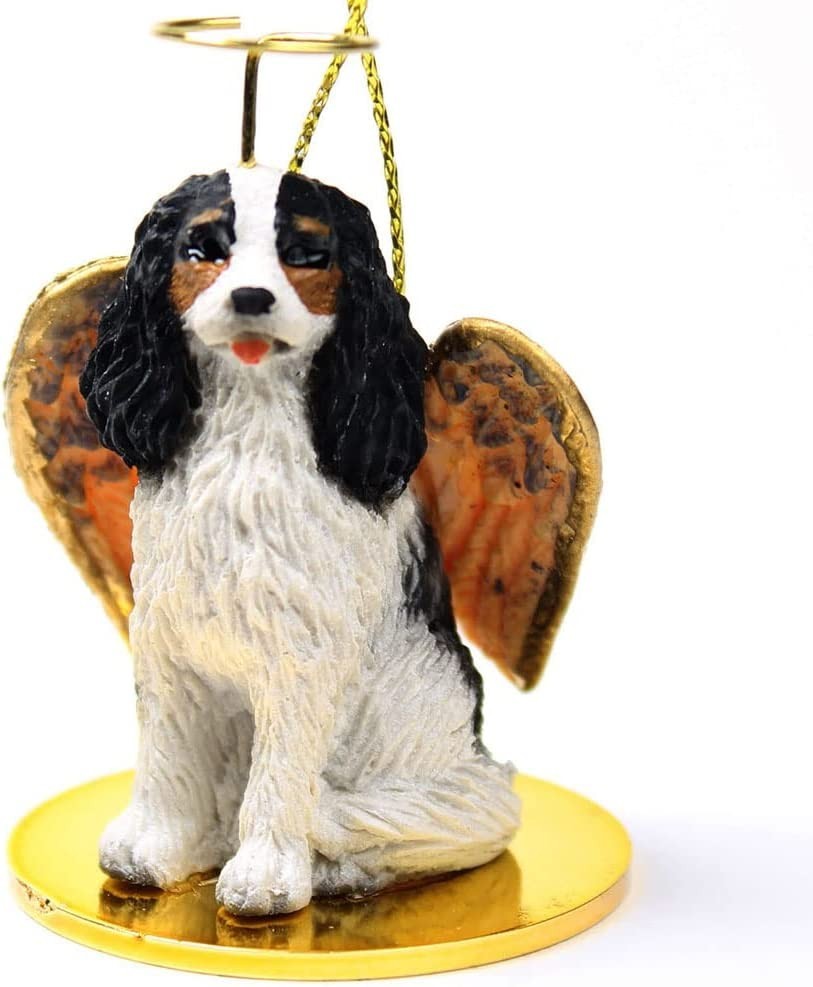 Cavalier King Charles Spaniel Black Dog ANGEL Tiny One Ornament Figurine Statue