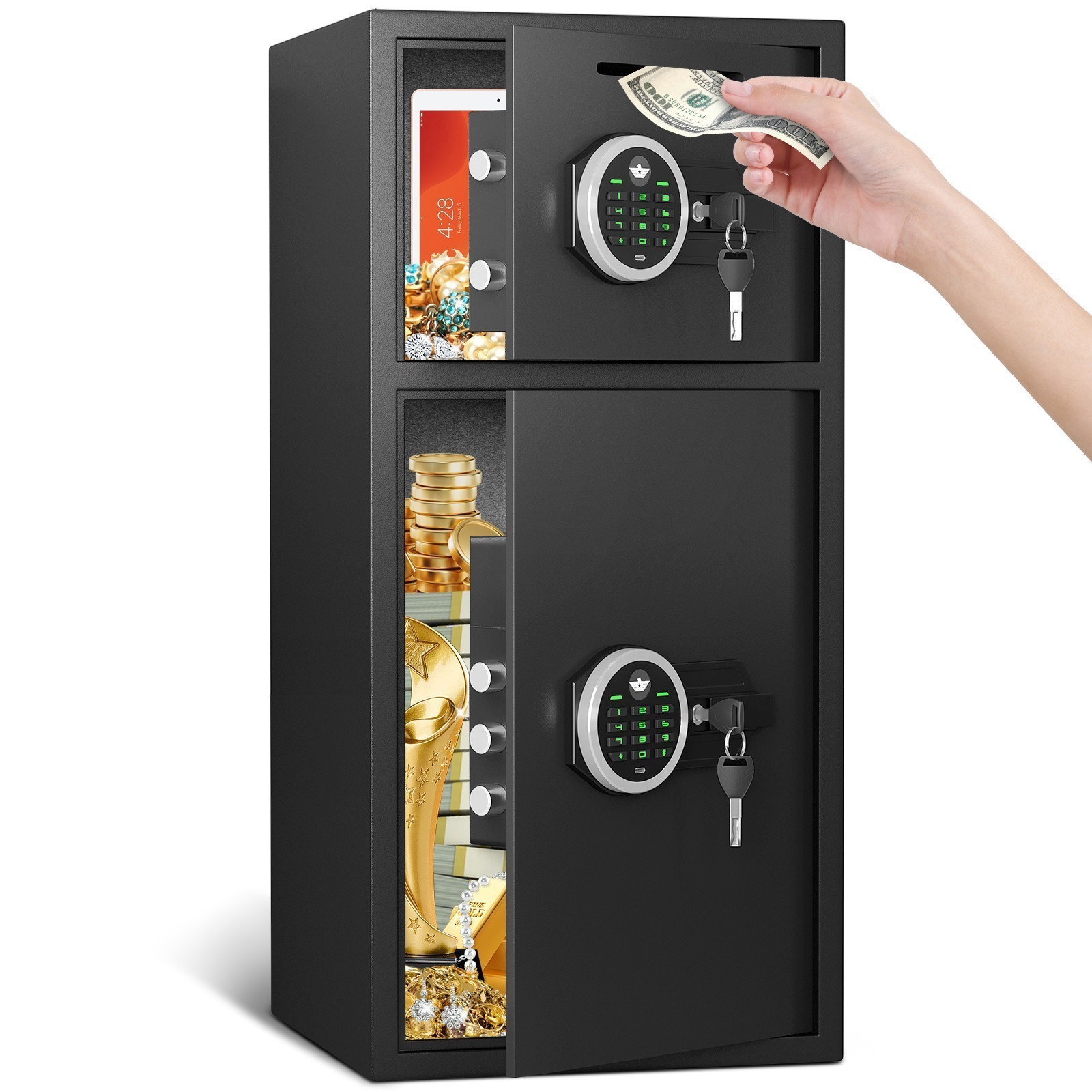 6.5 Cub Large Fingerprint Safe with Adjustable Shelf, Home Security Safe Box