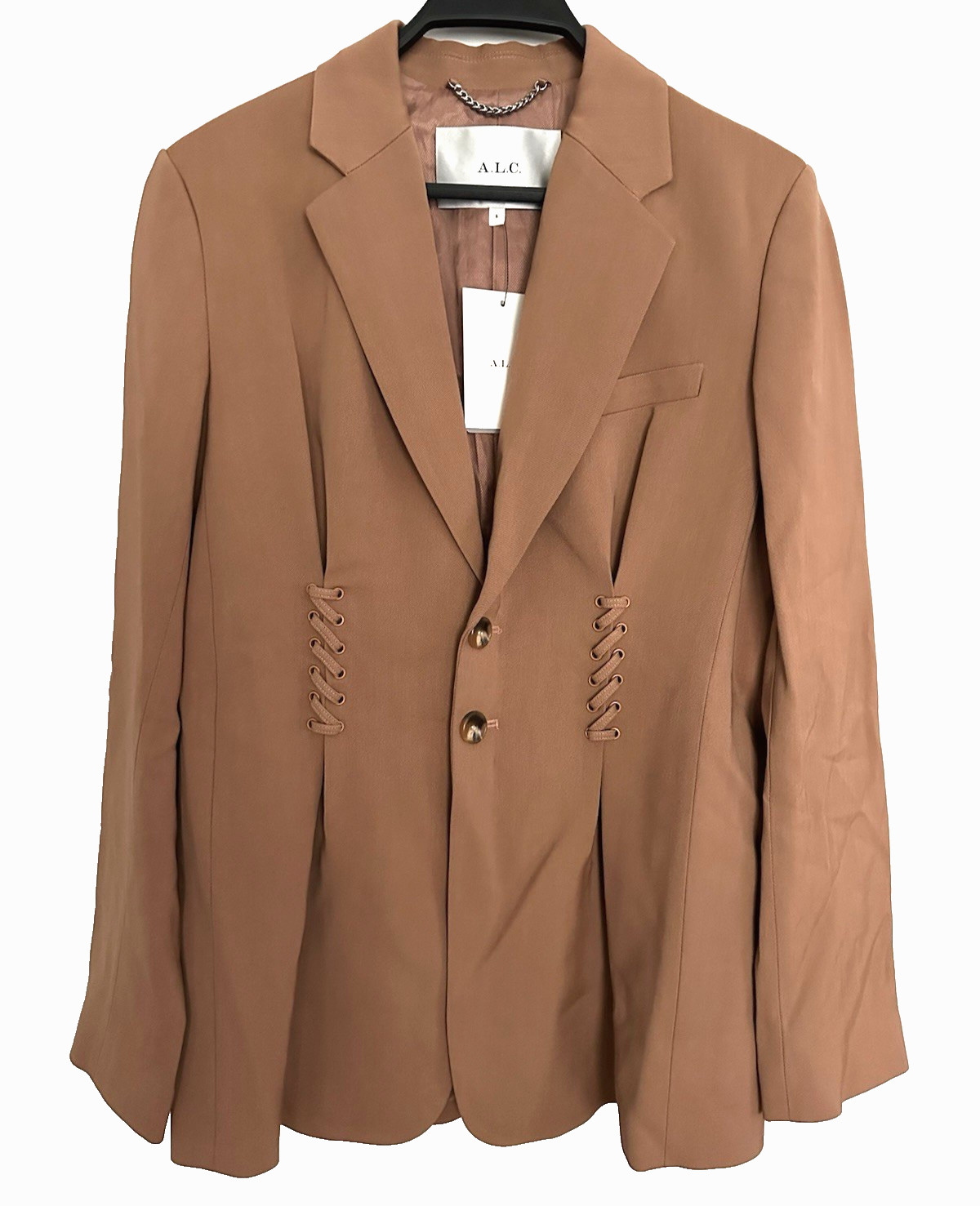 $695 A.L.C. Women\'s Maverick Tawny Brown Lace Up Jacket Blazer Size 6 ALC NEW