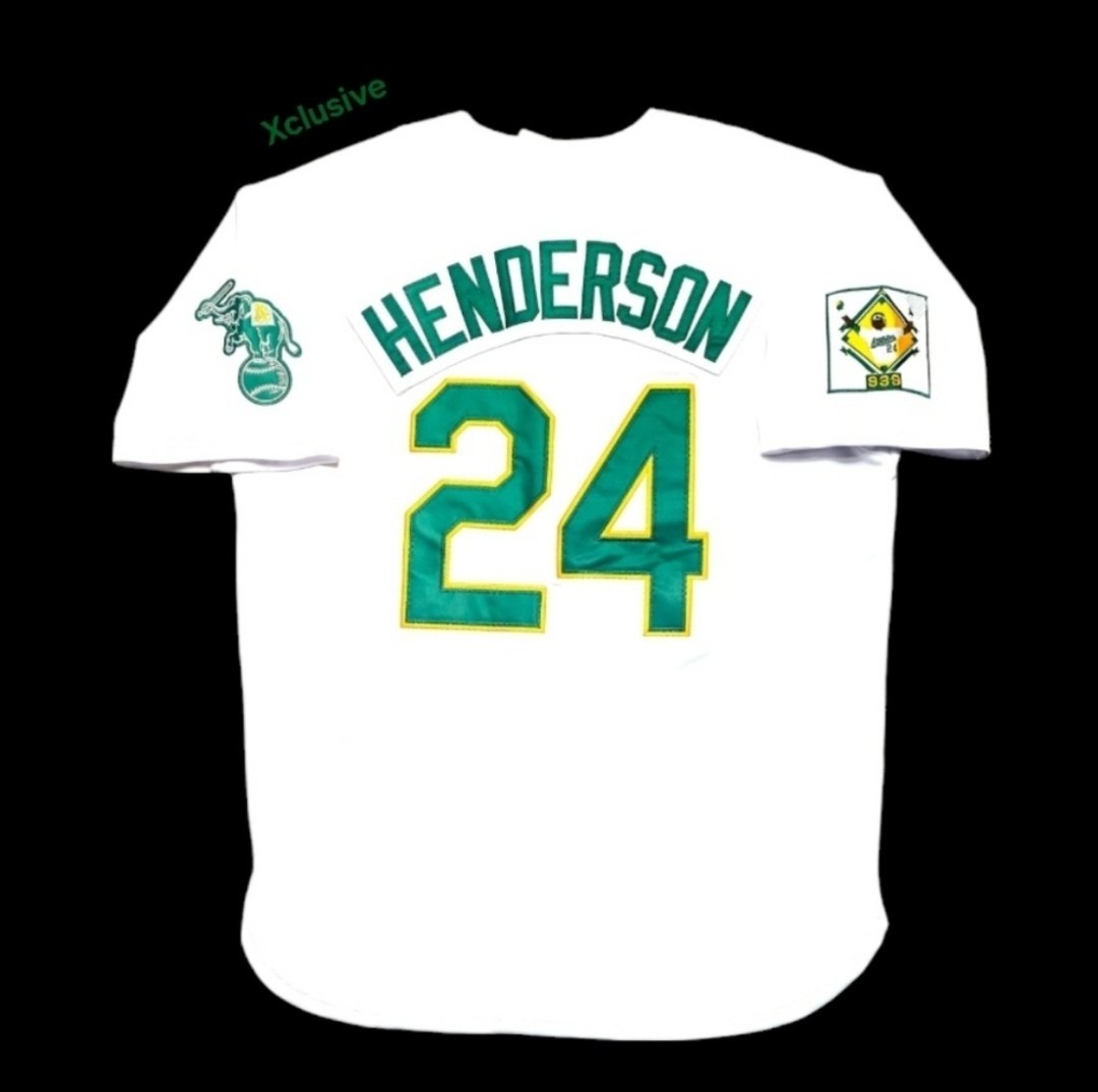Rickey Henderson Oakland A's 939 Record Breaker 1991 Men's Home Baseball Jersey