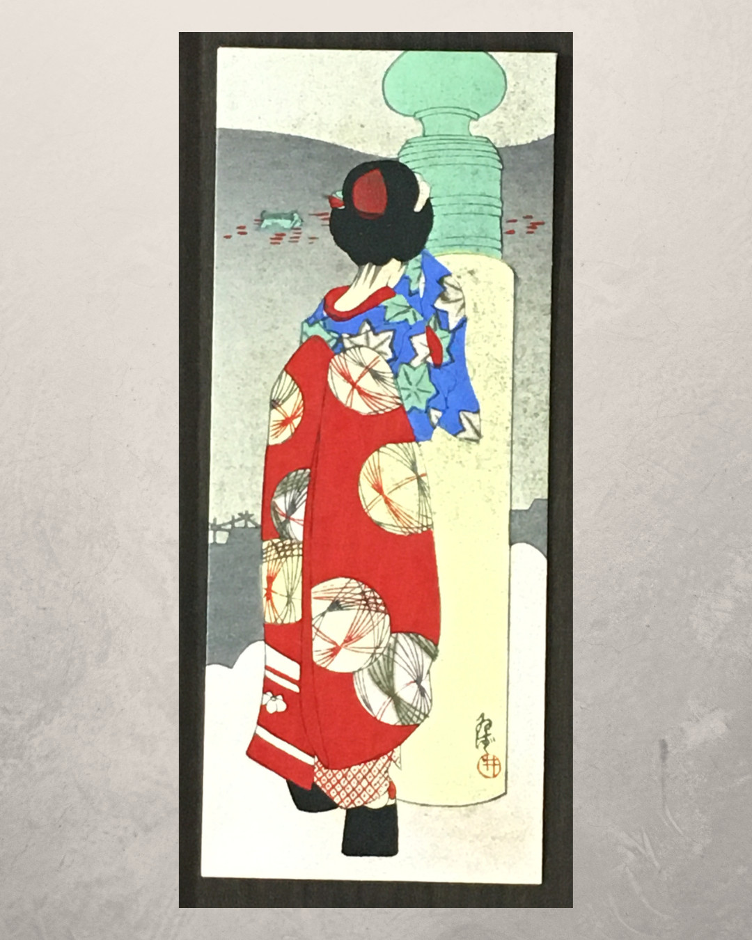 Rare Art Deco Japanese Woodblock Envelopes Okamoto Izutsu Maiko Kyoto Sakuraiya
