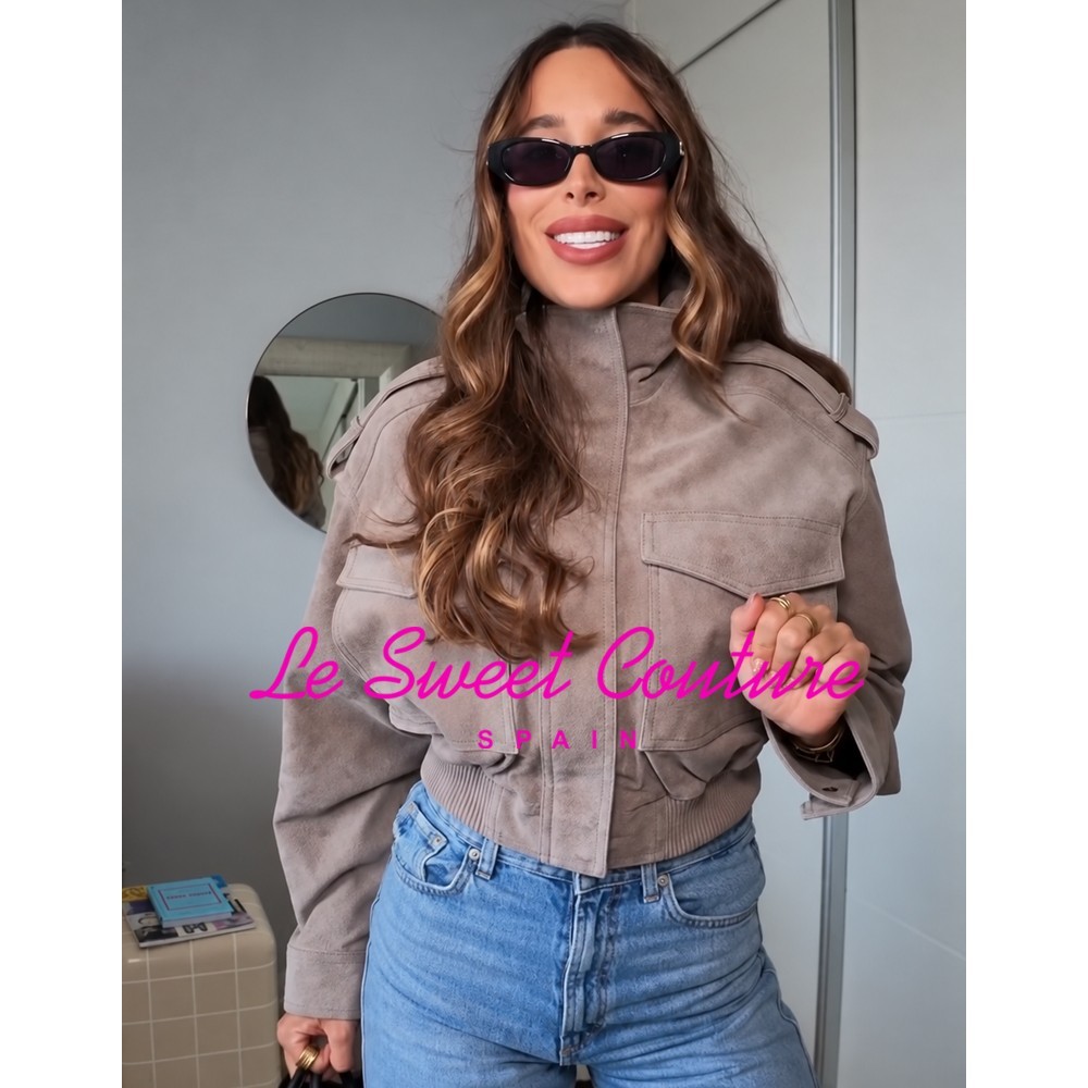 ZARA WOMAN FW26 LIGHT GRAY 100% LEATHER CROPPED JACKET WITH TABS 5761/773/811 ZARA WOMAN FW26 LIGHT GRAY 100% LEATHER CROPPED JACKET WITH TABS 5761/773/811