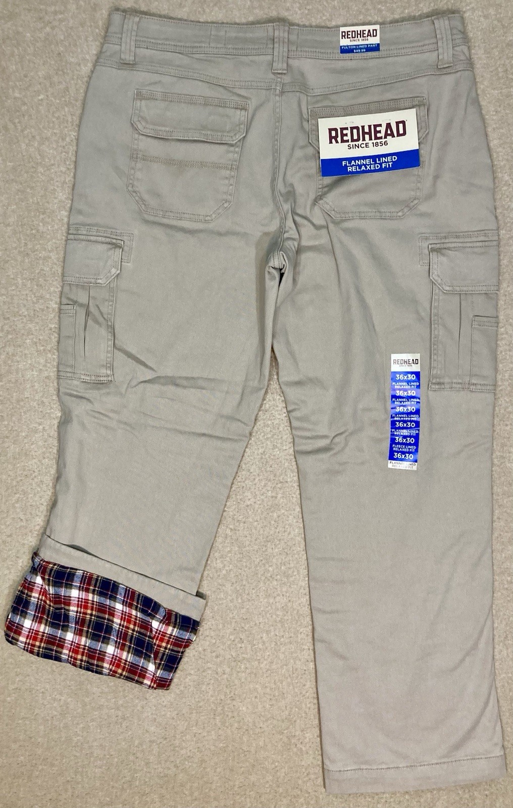 RedHead Fulton Flannel Lined Cargo Pants Mens 36x30 Khaki Gorpcore Flex NEW NWT RedHead Fulton Flannel Lined Cargo Pants Mens 36x30 Khaki Gorpcore Flex NEW NWT
