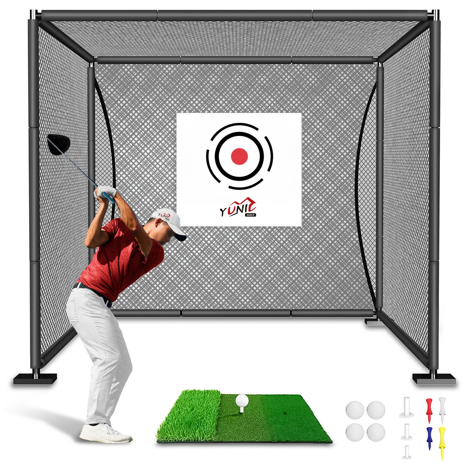 Premium Steel Metal Golf Driving Cage Training Aids Chipping Practice -Black