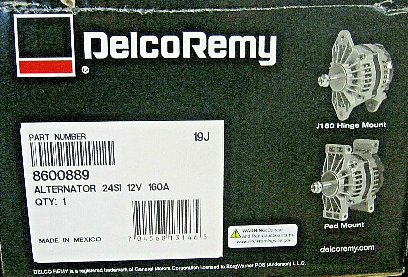BRAND NEW ~ DELCO REMY 8600889  ALTERNATOR 12V 160A 24SI, PAD MOUNT