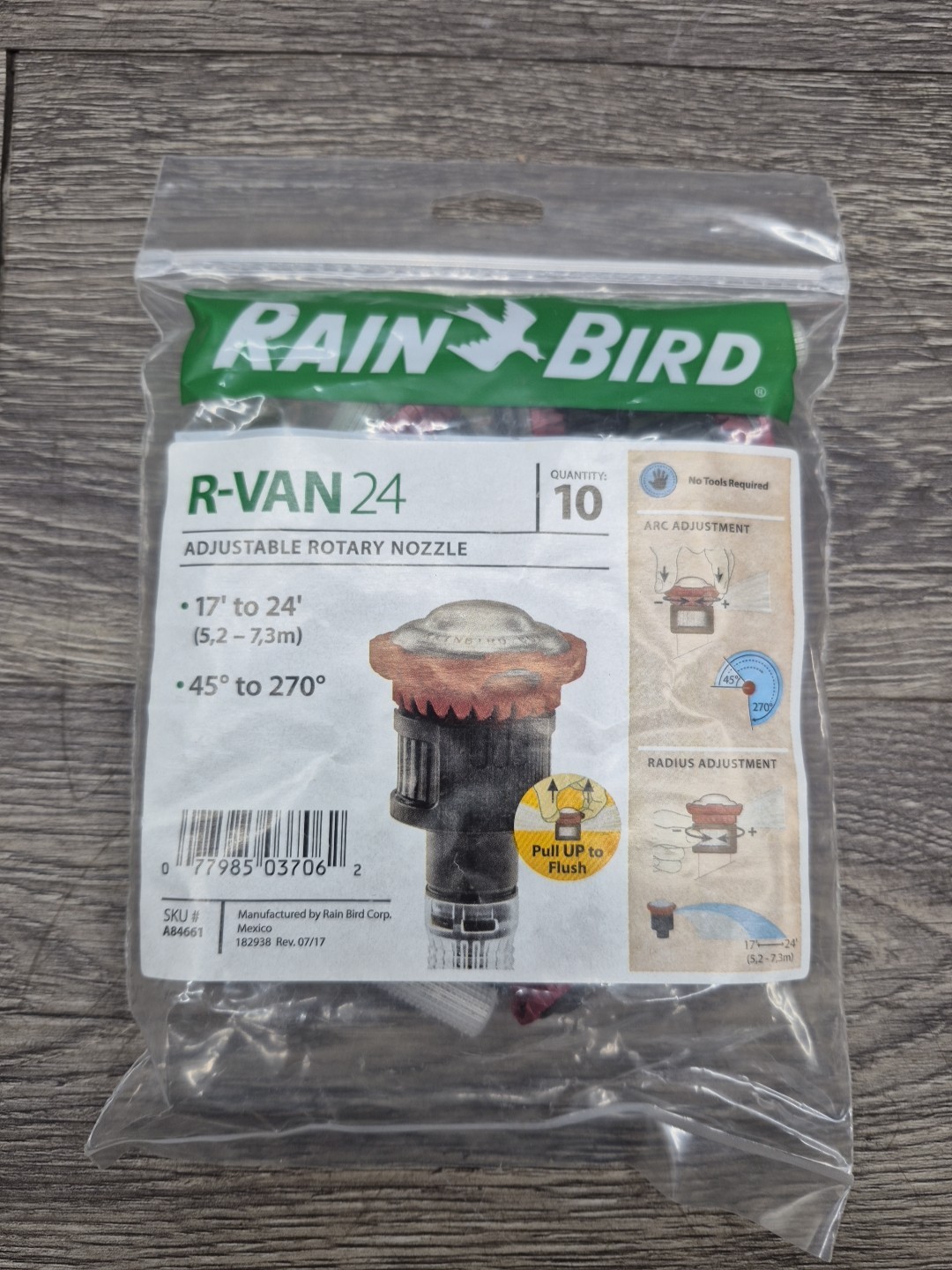 10× RainBird R-VAN 24 Adjustable Rotary Irrigation Nozzle 45° to 270° 17\' to 24\'
