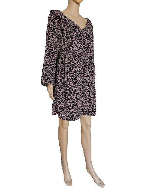 Divided by H&M Women’s Floral Long Sleeve Pullover Dress Size L Polyester Blend