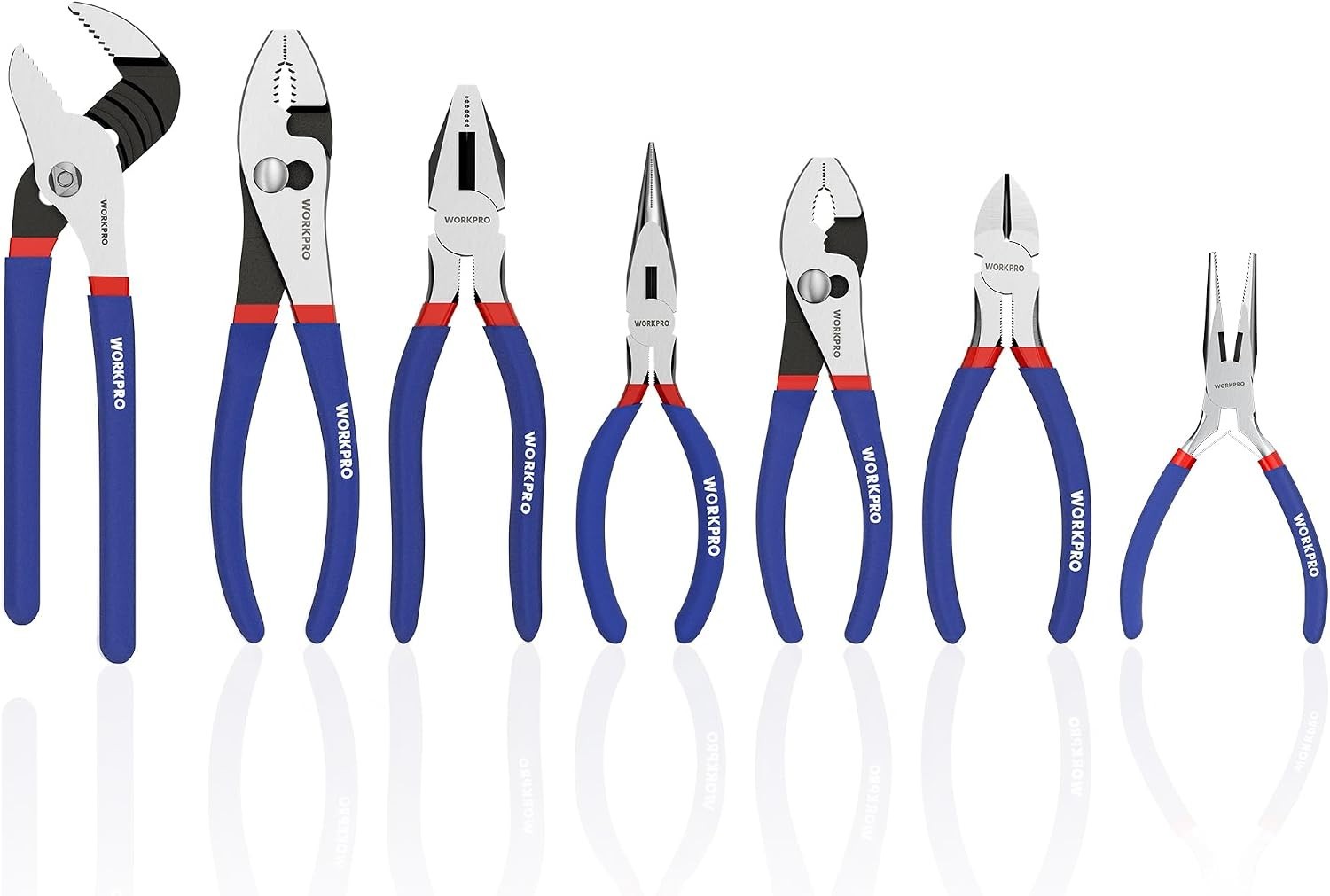 WORKPRO 7-Piece Pliers Set, Pliers Tool Set with Comfort Grip, Blue WORKPRO 7-Piece Pliers Set, Pliers Tool Set with Comfort Grip, Blue