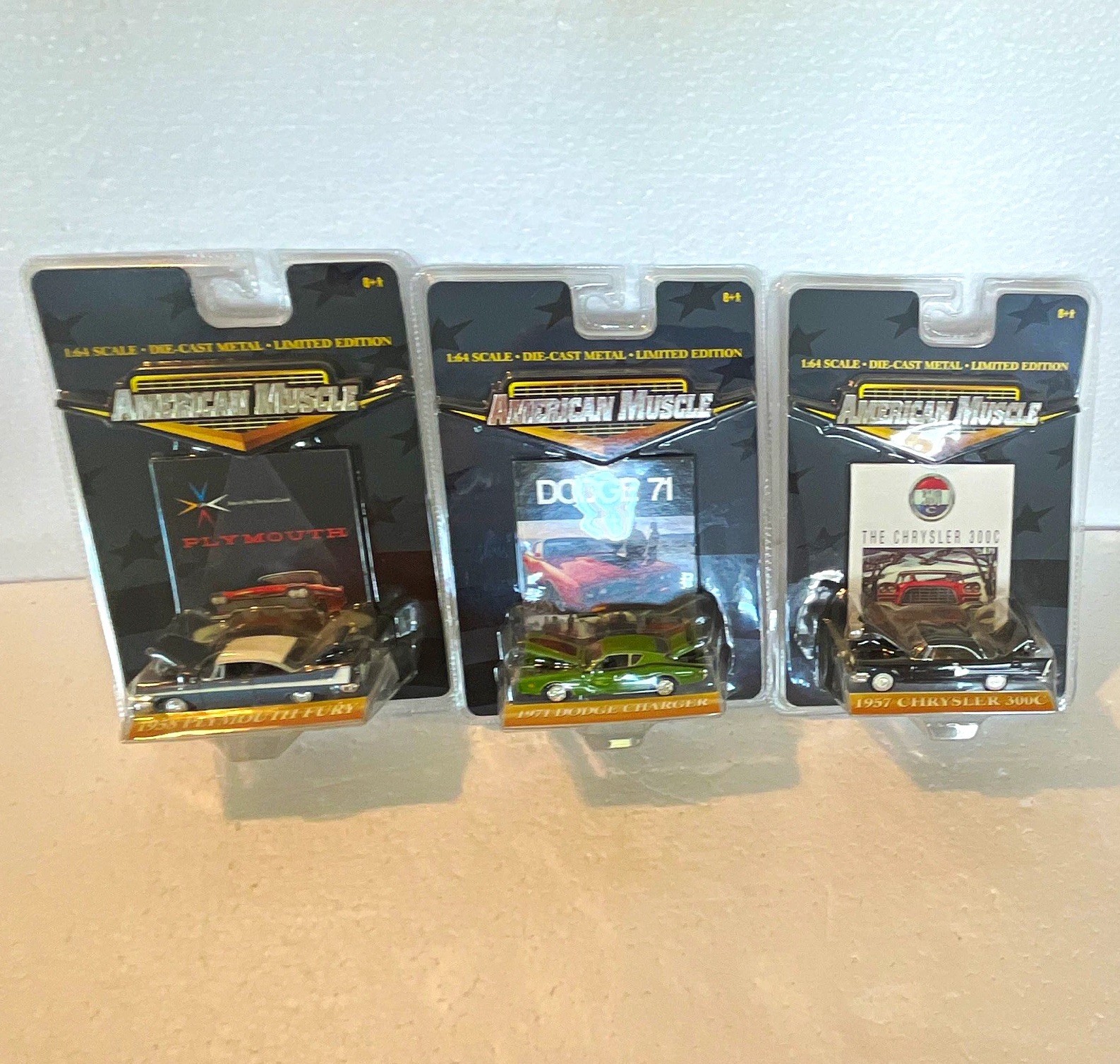 Ertl American Muscle 1:64 Diecast 3-Car Lot 300C Road Runner 71 Charger Ertl American Muscle 1:64 Diecast 3-Car Lot 300C Road Runner 71 Charger