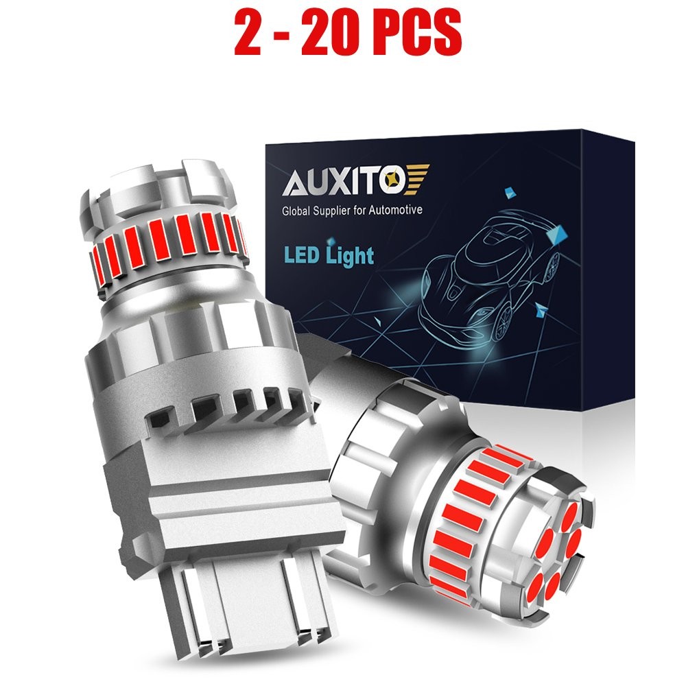 2-20 AUXITO LED 3157 3156 3056 Red Brake Tail Parking Light Bulb Flashing Canbus