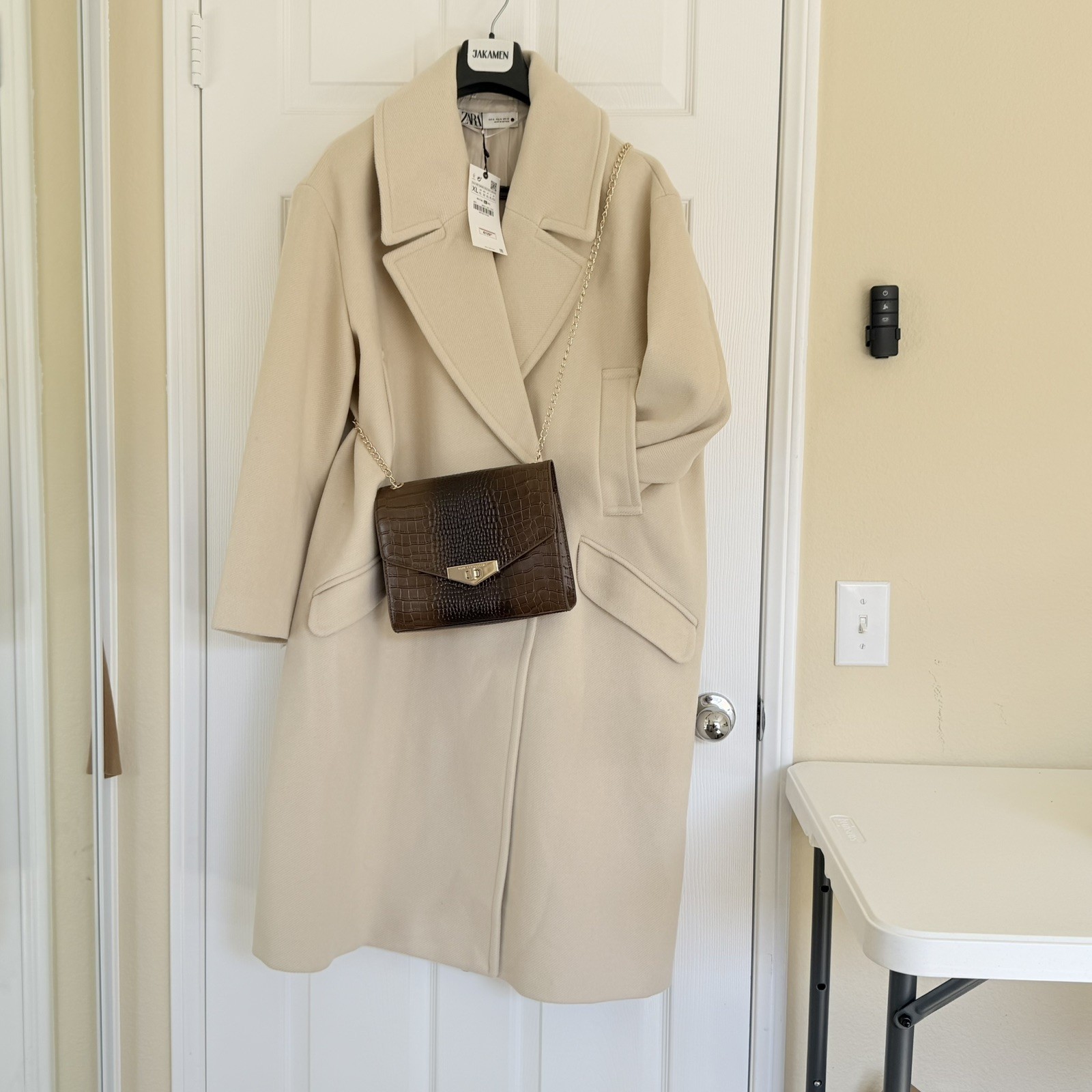 NWT ZARA VANILA CREAM OVERSIZED COAT SZ XL