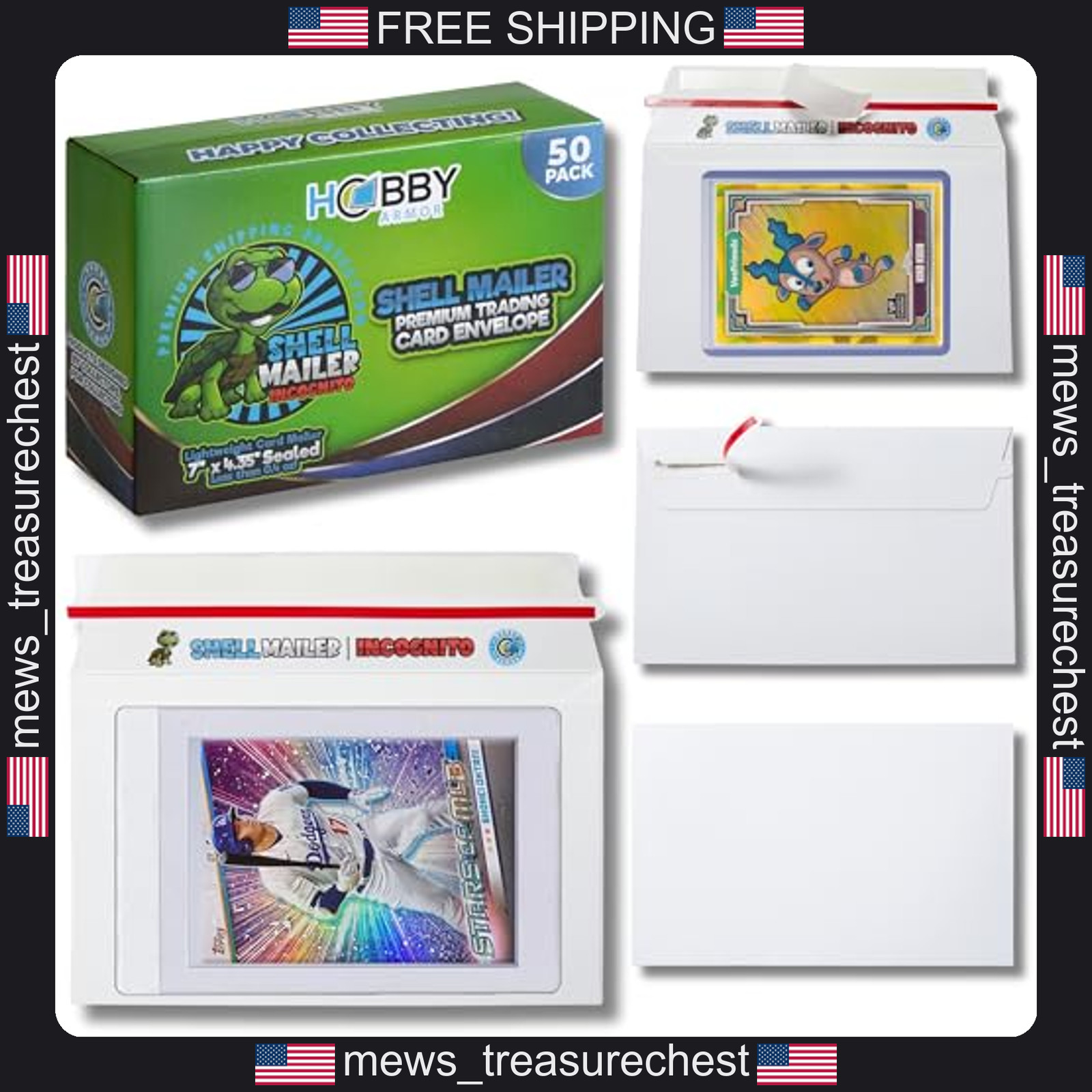 Trading Card Mailer Incognito Shell 50 Pack Lightweight Card Envelopes