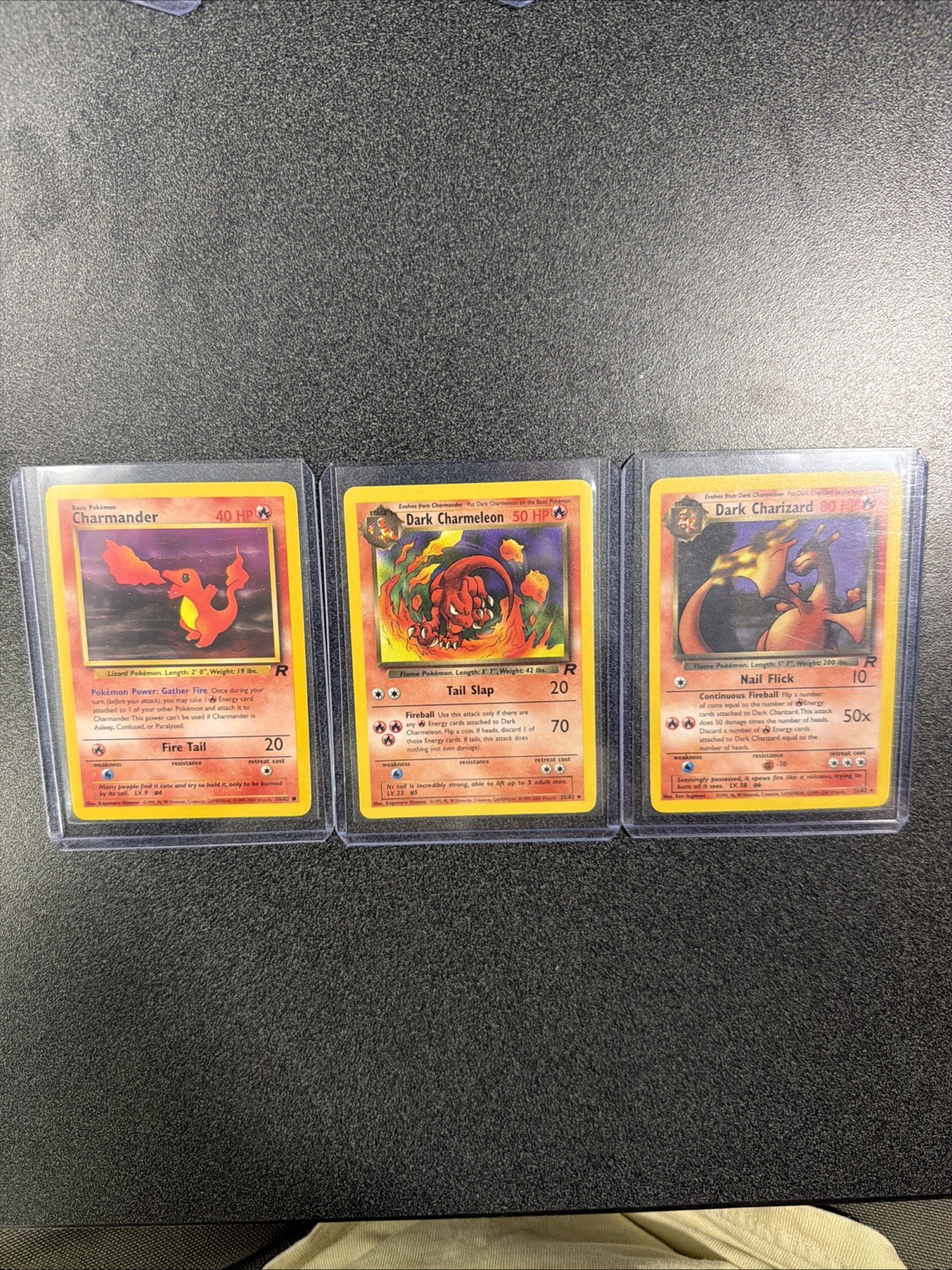 2000 Pokemon Team Rocket Dark Charizard Charmander Charmeleon Evolution Set NM
