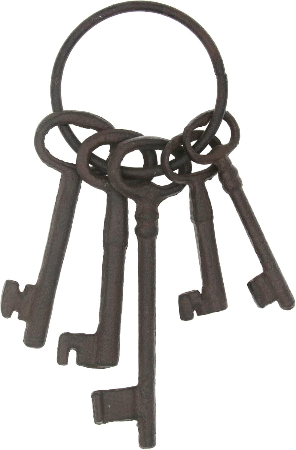 Halloween Costume Prop, Vintage Cast Iron Skeleton Key Ring Antique Pirate