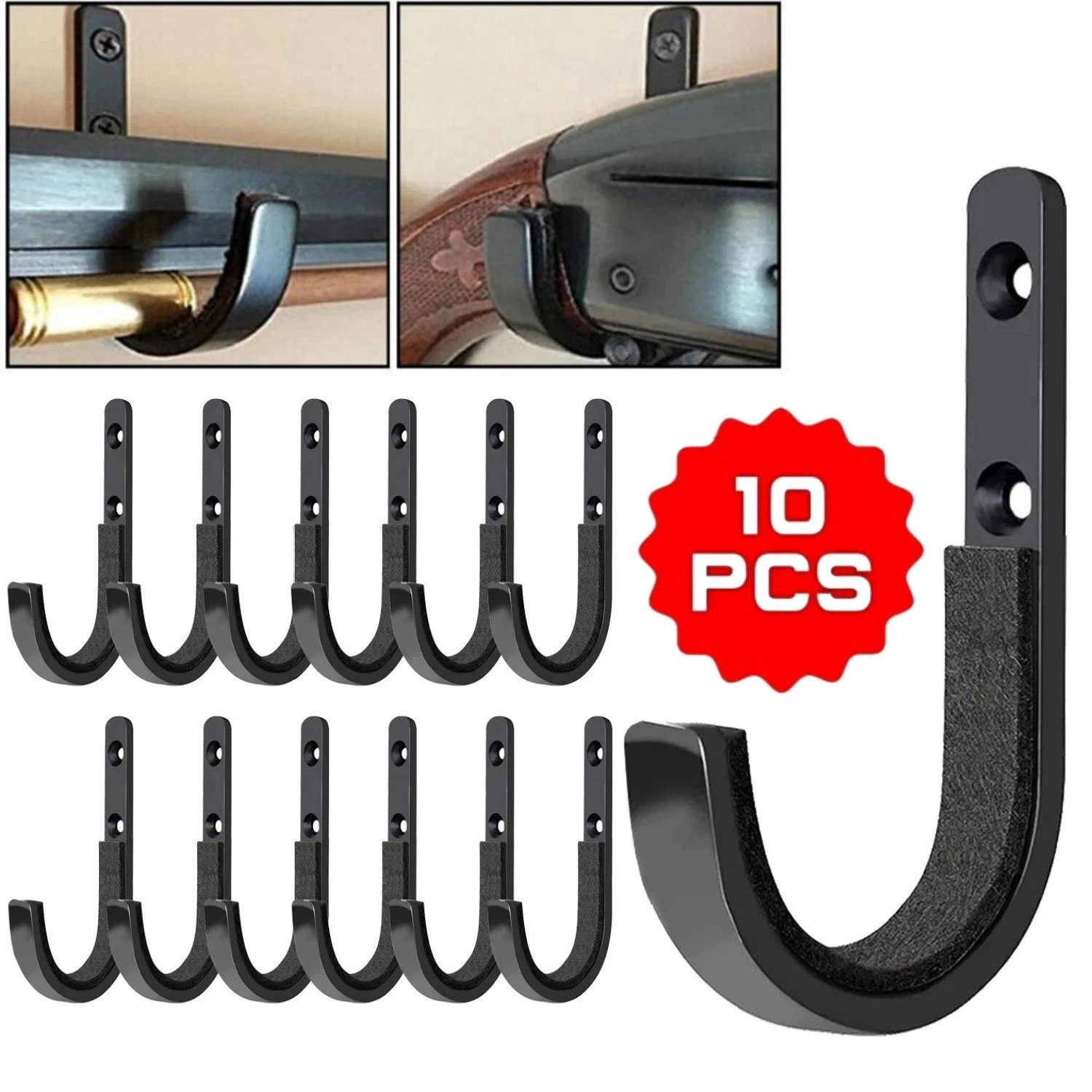 10pcs Steel Gun Rack Storage Rifles Shotgun Hooks Wall Mount Hangers Archery Bow