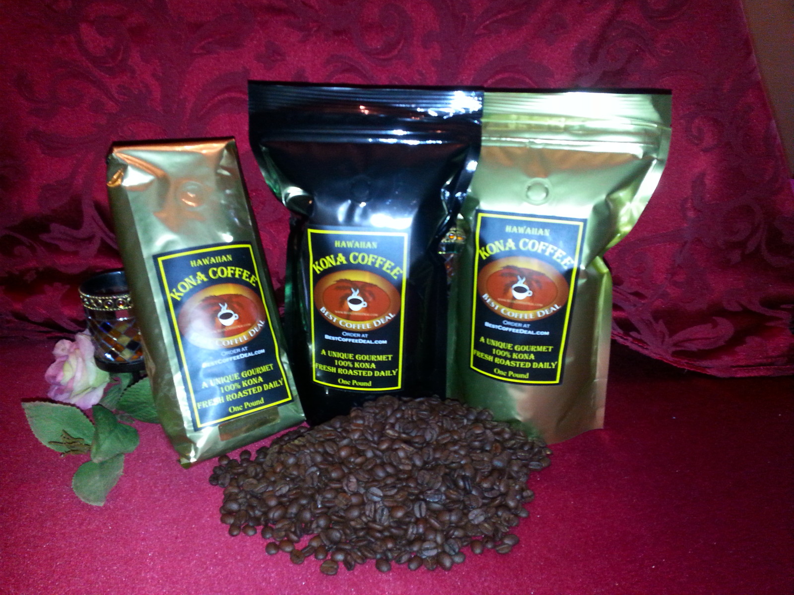 100% Hawaiian Kona - Whole Bean Coffee - ONE POUND Bag Fresh Roasted