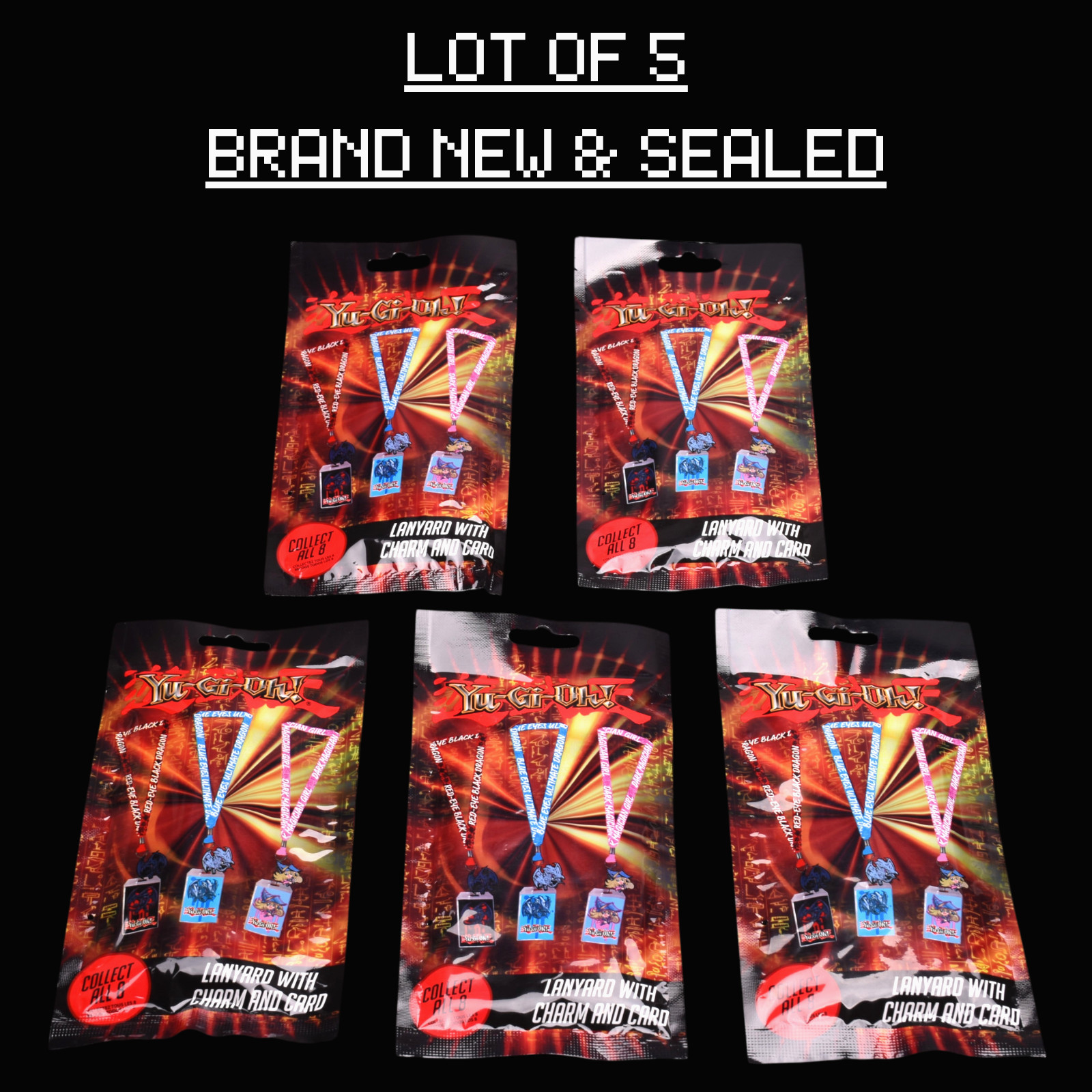 Yu-Gi-Oh Lanyard With Charm & Card Surreal Entertainment Lot of 5 BRAND NEW
