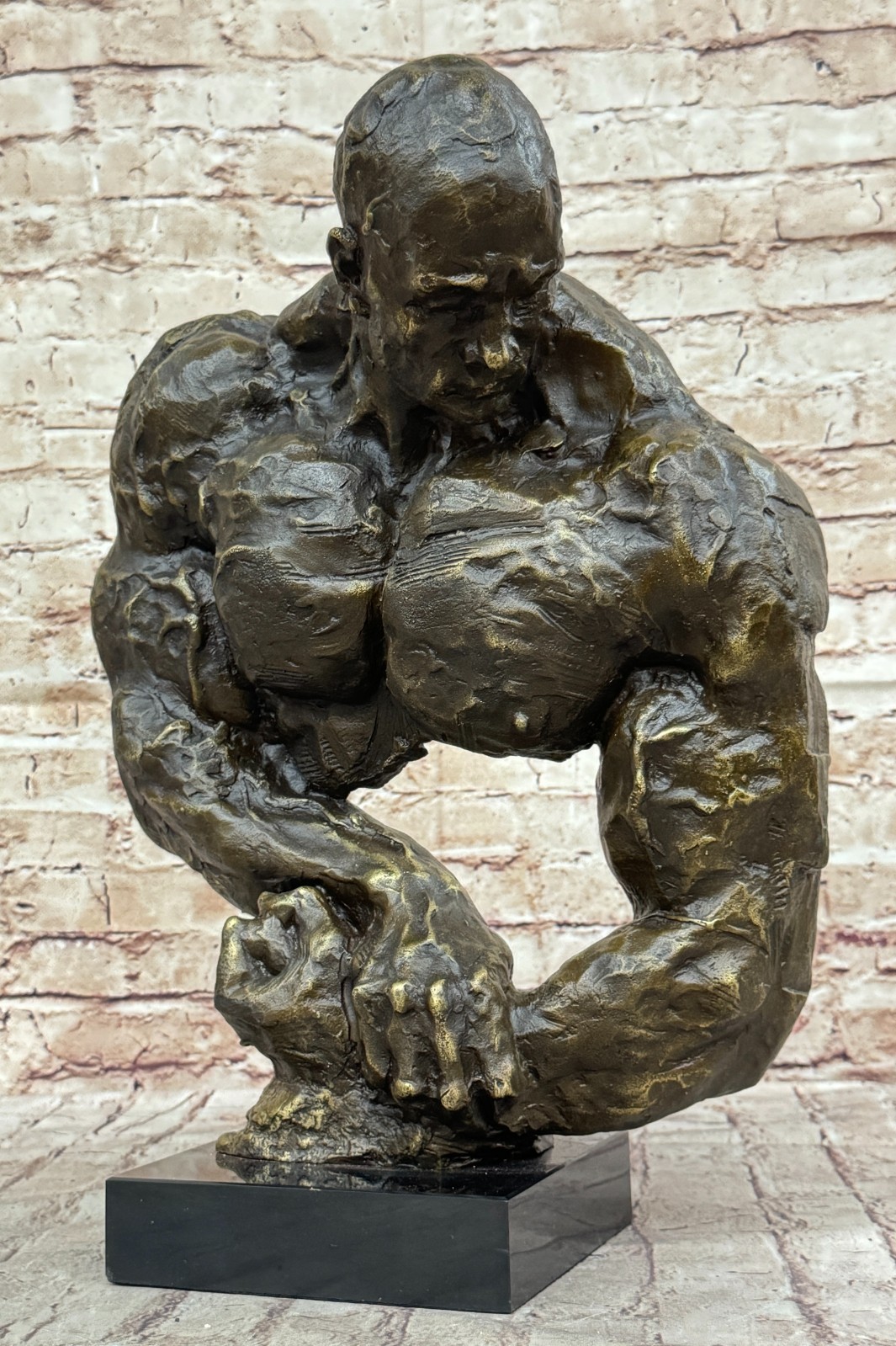 BRONZE STATUE--MALE-GAY INTEREST---BODYBUILDER MUSCULAR ART DECO FIGURINE SALE