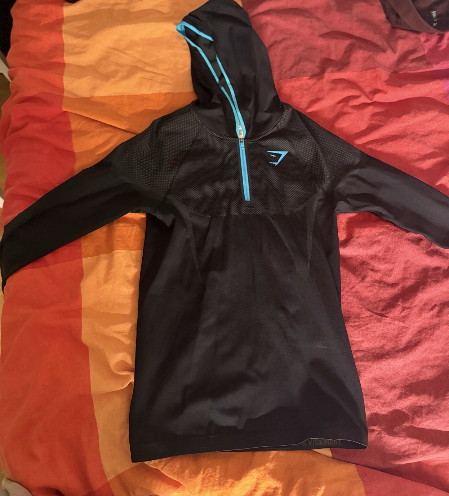 Gymshark Onyx V5 Seamless Hoodie Black/Blue Size Small
